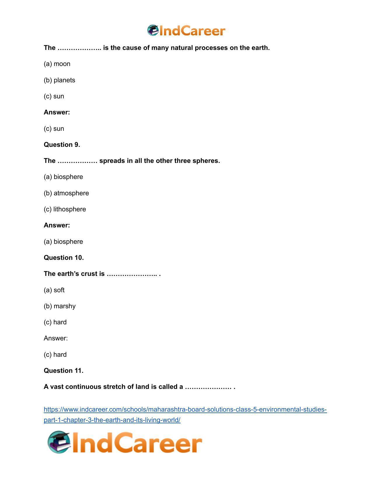 Maharashtra Board Solutions Class 5-Environmental Studies (Part 1): Chapter 3- The Earth and its Living World - Page 11