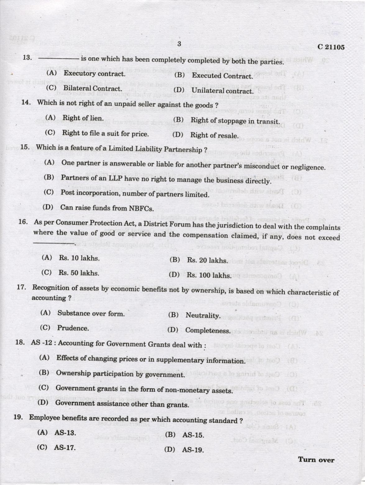 CUCAT 2022 M.Com Question Paper - Page 3