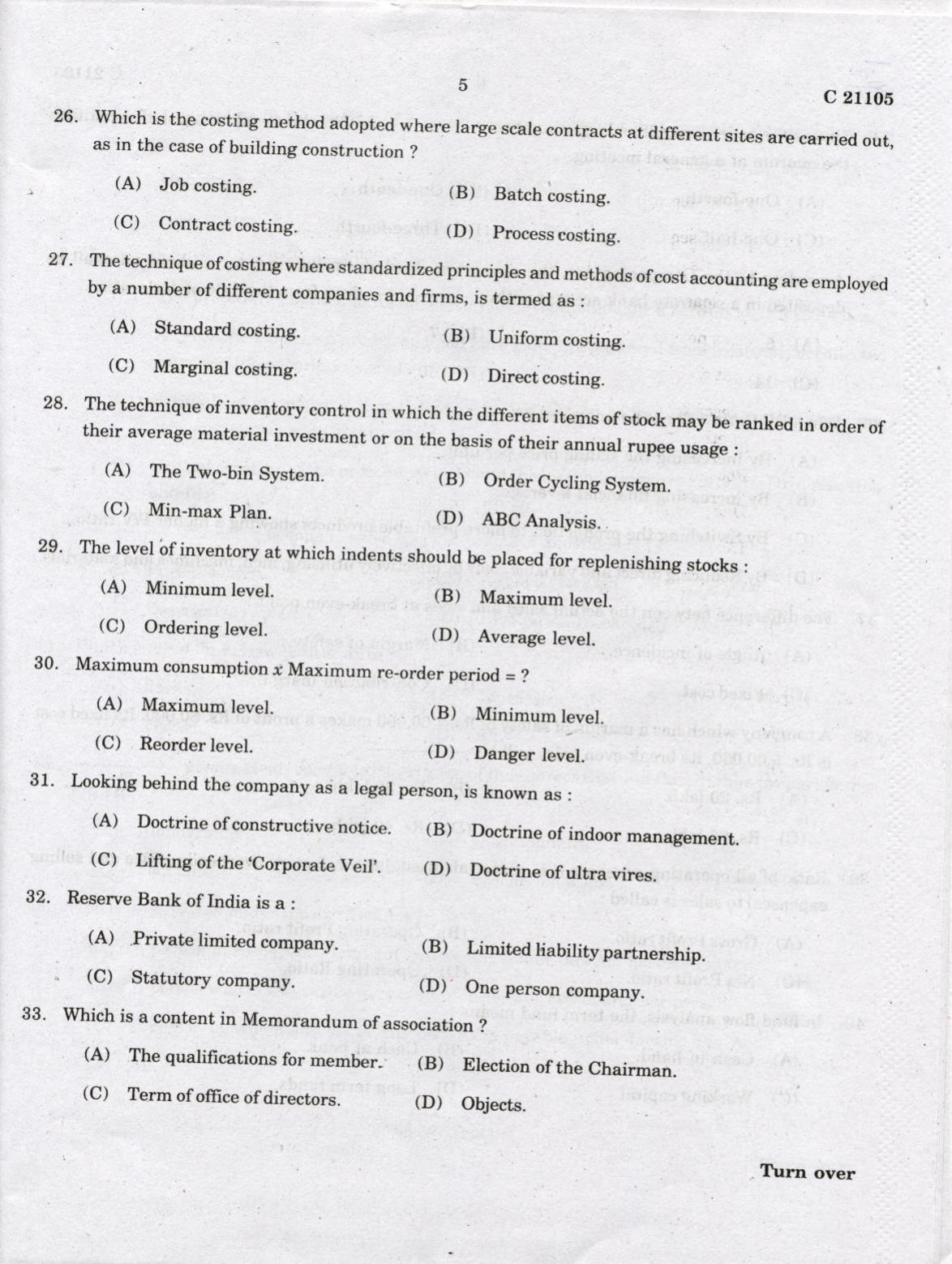 CUCAT 2022 M.Com Question Paper - Page 5