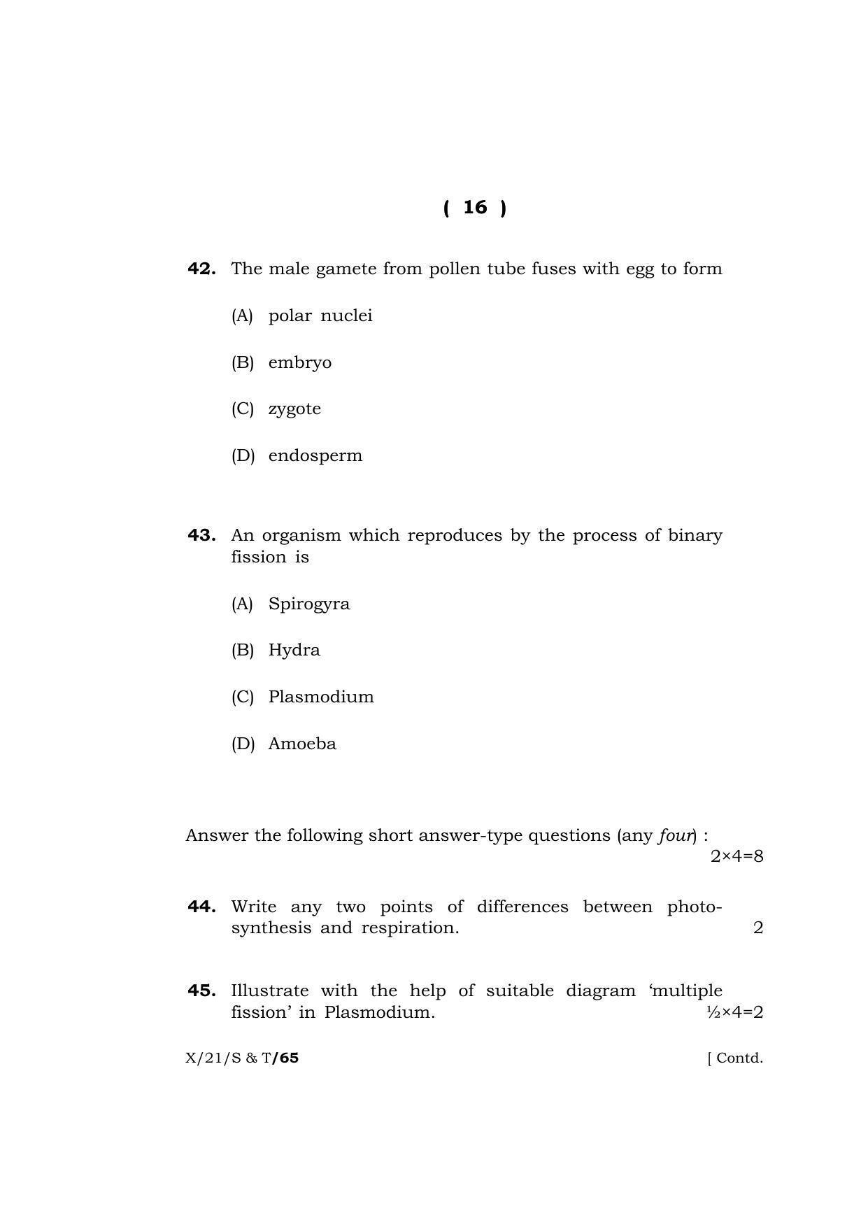 Meghalaya Board (MBOSE) Class 10 SCIENCE AND TECHNOLOGY  (X-21-S & T) 2021 Question Paper - Page 16