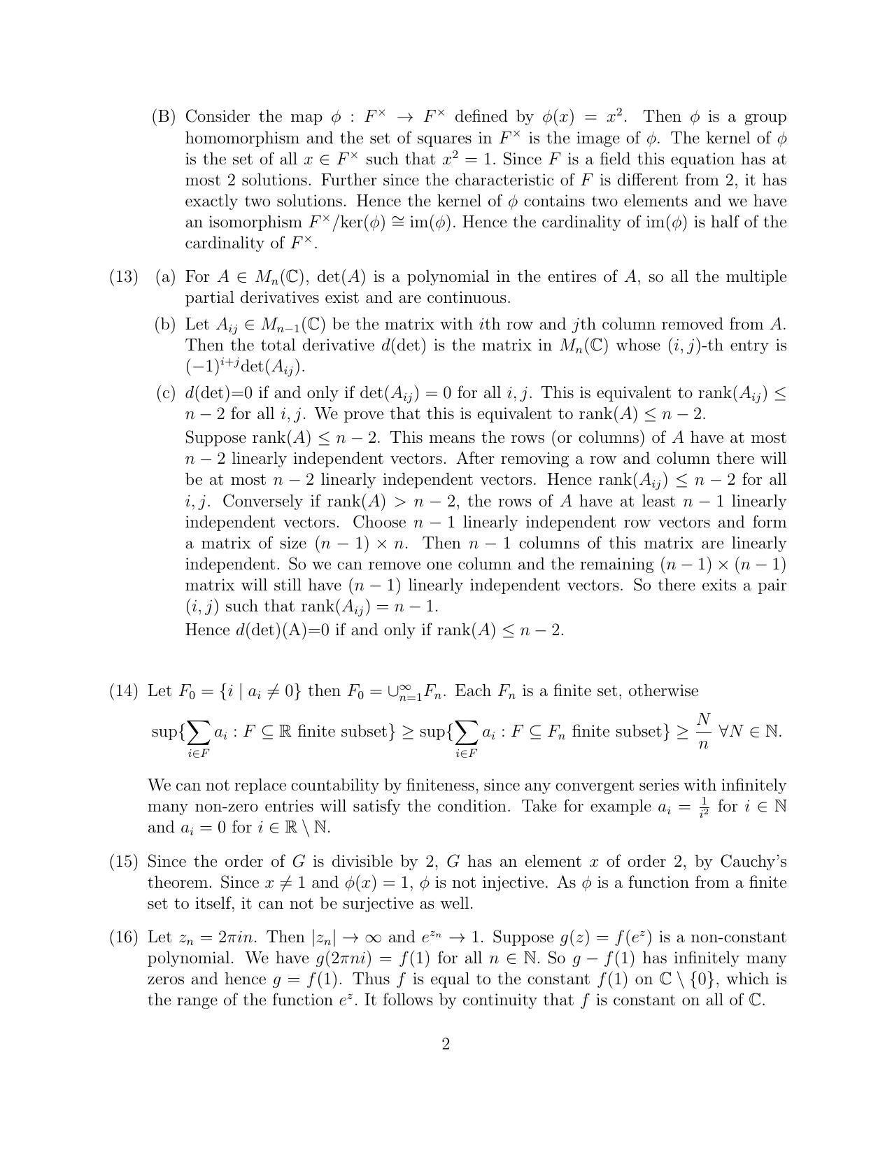 CMI Entrance Exam 2014 Solutions MSc/PhD Mathematics - Page 2