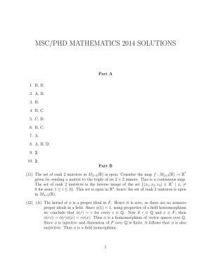 CMI Entrance Exam 2014 Solutions MSc/PhD Mathematics