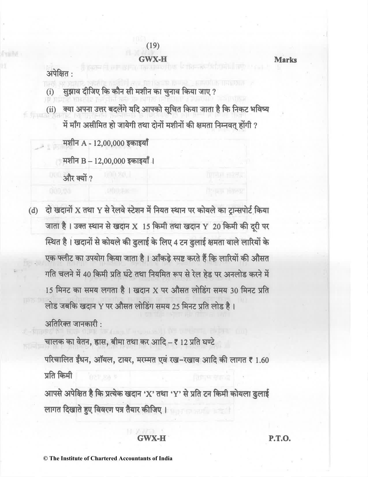 CA Inter May 2022 Question Paper - Paper 3 – Cost and Management Accounting - Page 19