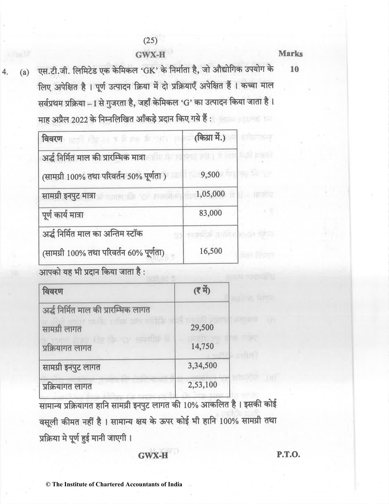 CA Inter May 2022 Question Paper - Paper 3 – Cost and Management Accounting - Page 25