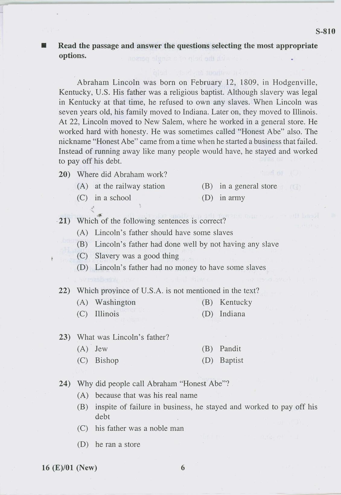 Gujarat Board Class 10th 16 ENGLISH NEW COURSE 2019 Question Paper - Page 6