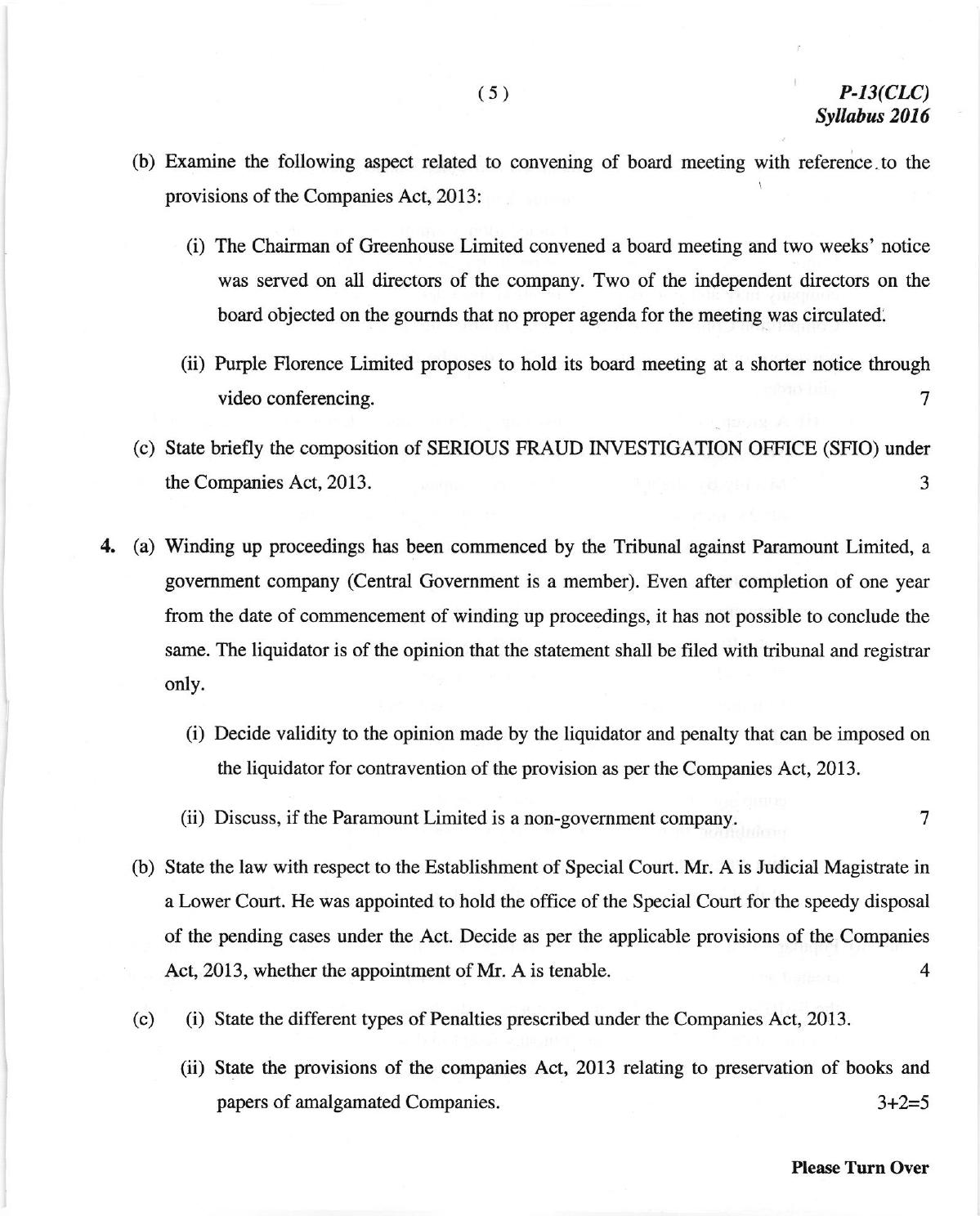 ICMAI June 2018 Corporate Laws & Compliance Question Paper (Final) - Page 5