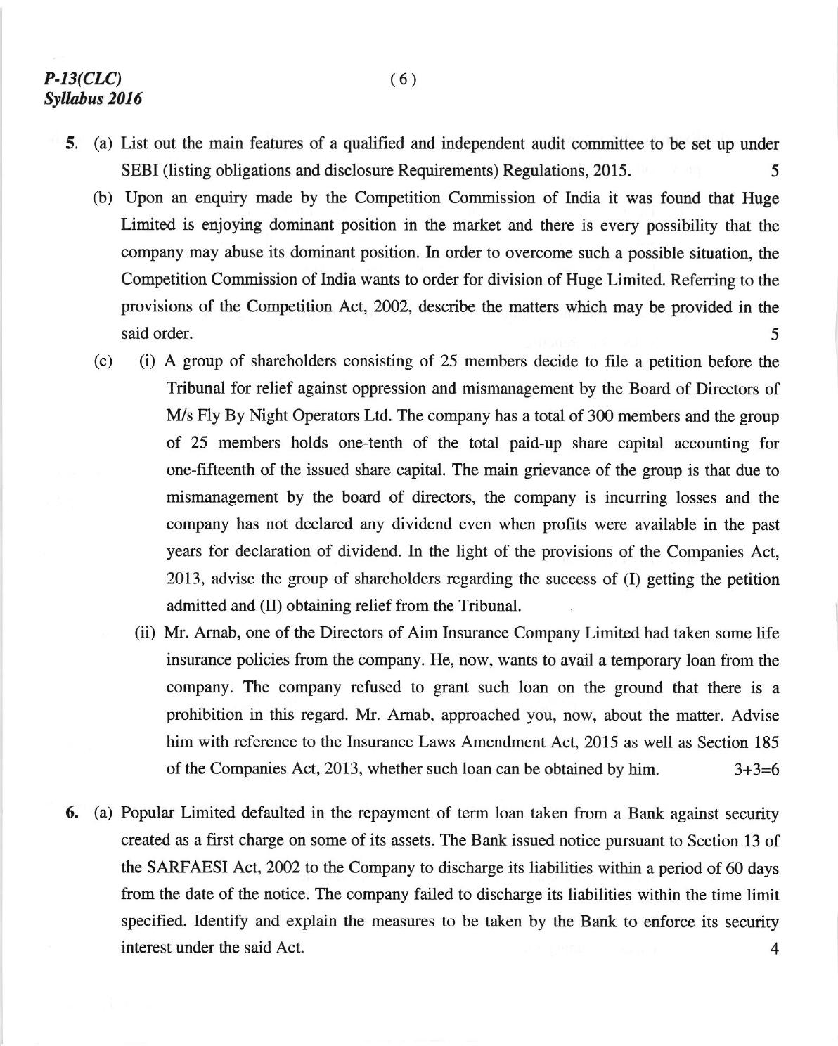 ICMAI June 2018 Corporate Laws & Compliance Question Paper (Final) - Page 6