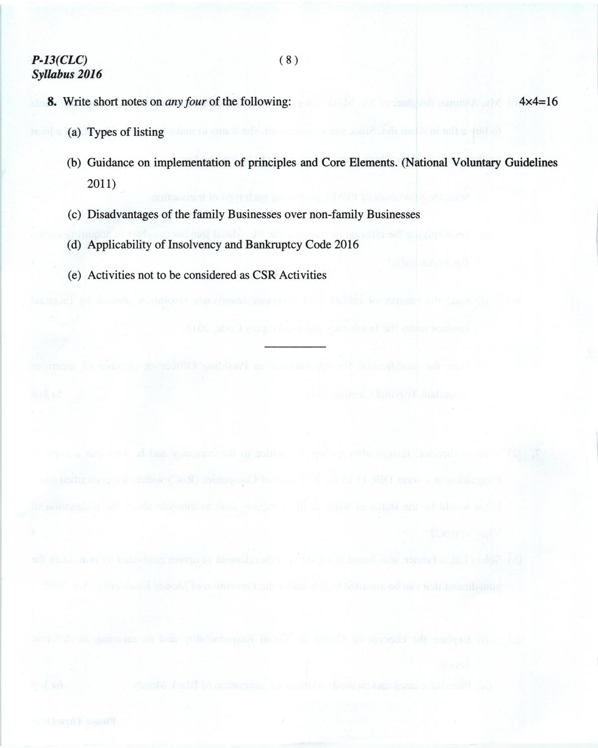 ICMAI June 2018 Corporate Laws & Compliance Question Paper (Final) - Page 8