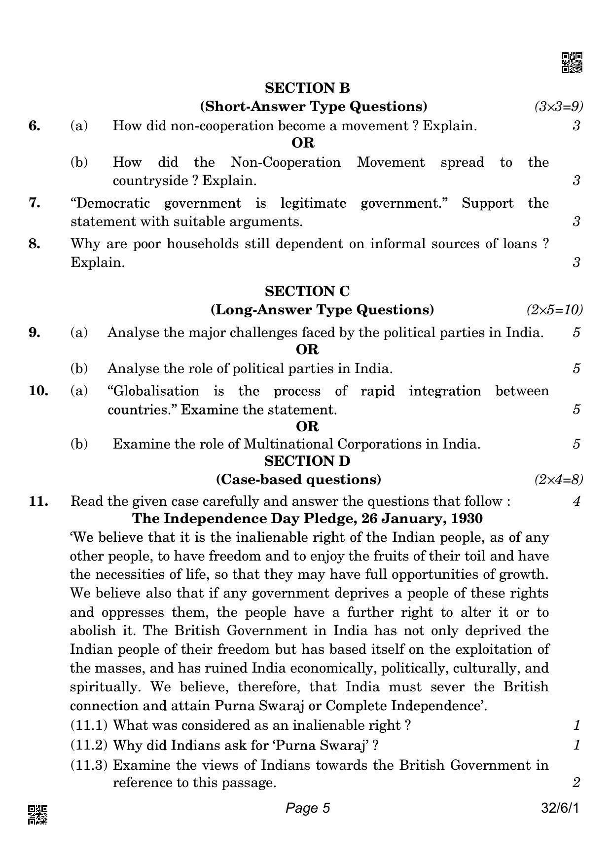 CBSE Class 10 32-6-1_Social Science 2022 Compartment Question Paper - Page 5