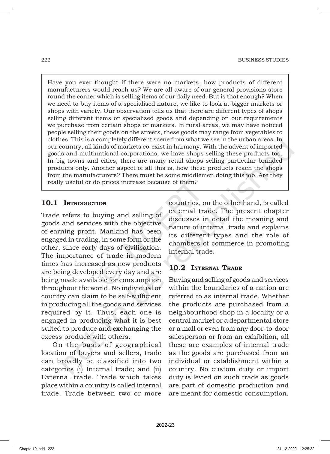 NCERT Book for Class 11 Business Studies Chapter 10 Internal Trade - Page 2