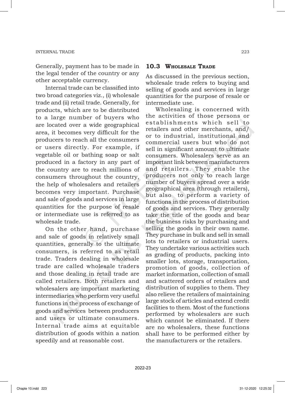 NCERT Book for Class 11 Business Studies Chapter 10 Internal Trade - Page 3