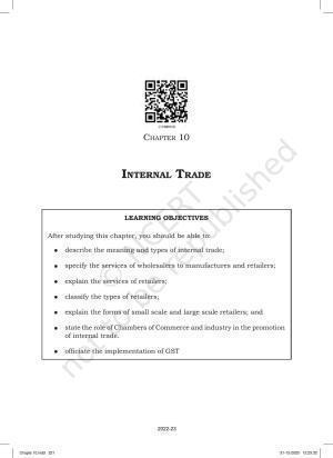 NCERT Book for Class 11 Business Studies Chapter 10 Internal Trade
