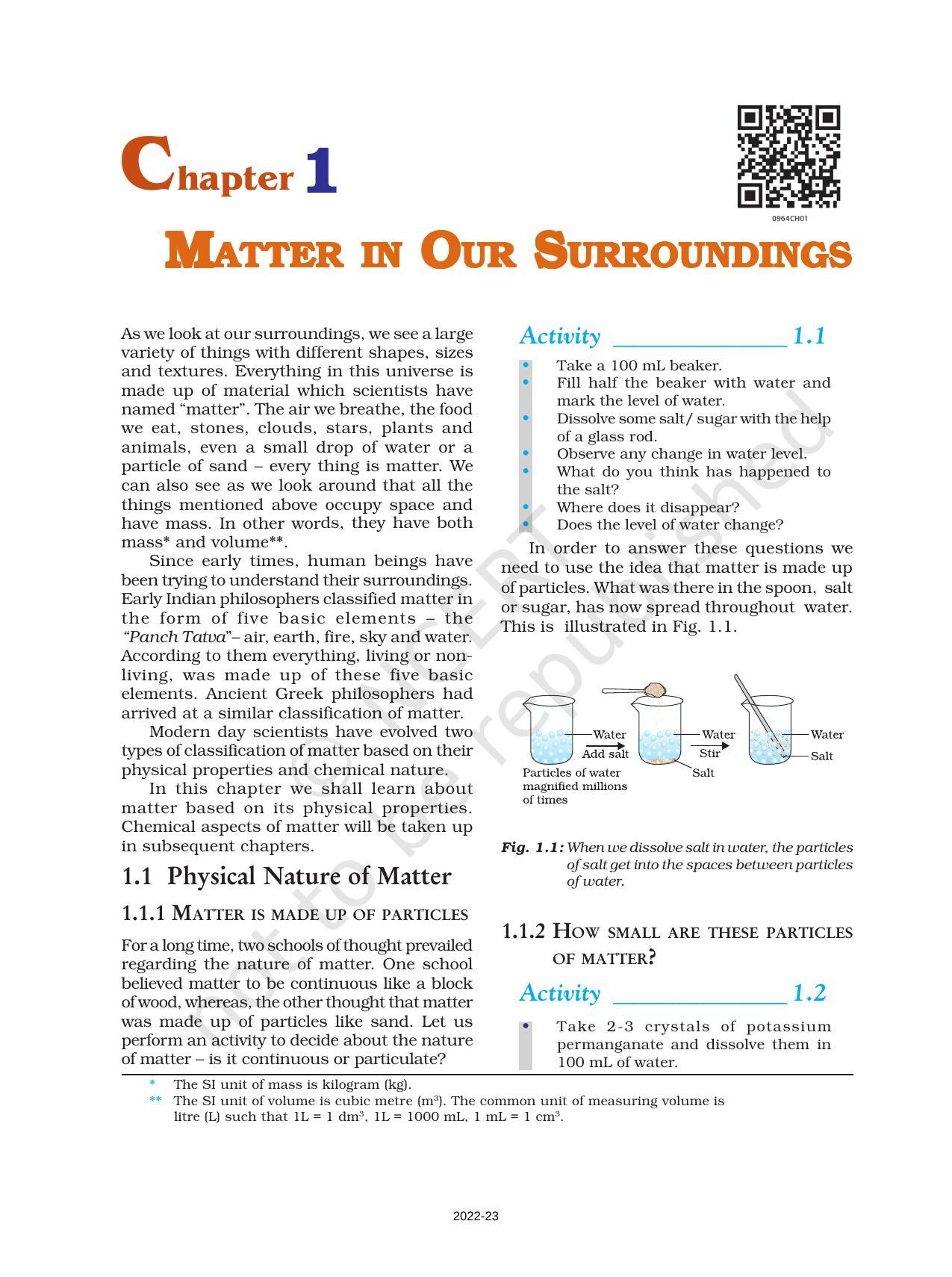 NCERT Book for Class 9 Science Chapter 1 Matter in Our Surroundings - Page 1