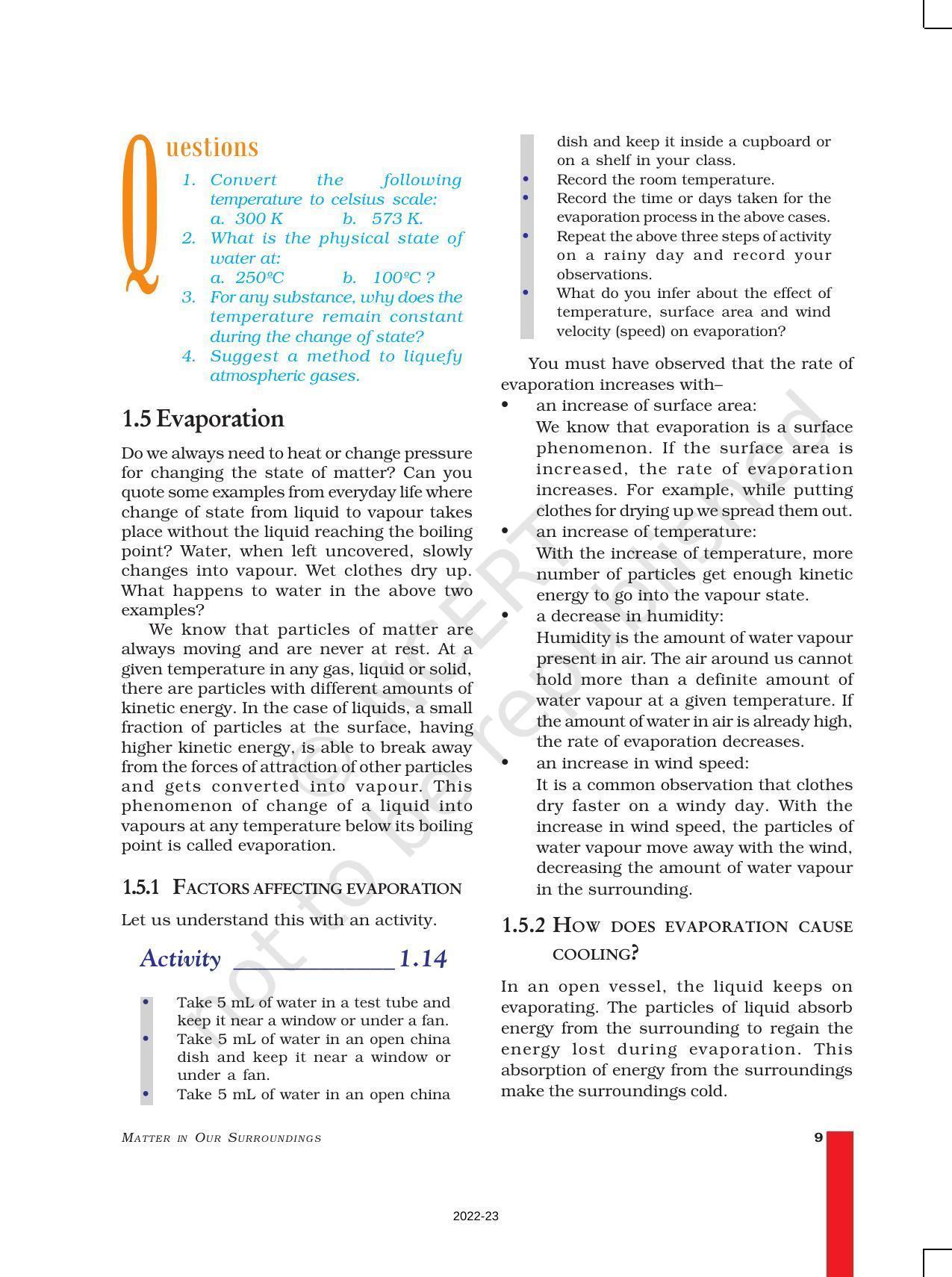 NCERT Book for Class 9 Science Chapter 1 Matter in Our Surroundings - Page 9