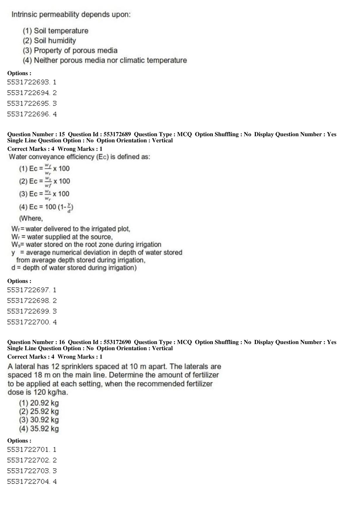 ICAR AIEEA PG 2019 AGRICULTURAL ENGINEERING AND TECHNOLOGY Question Paper - Page 6