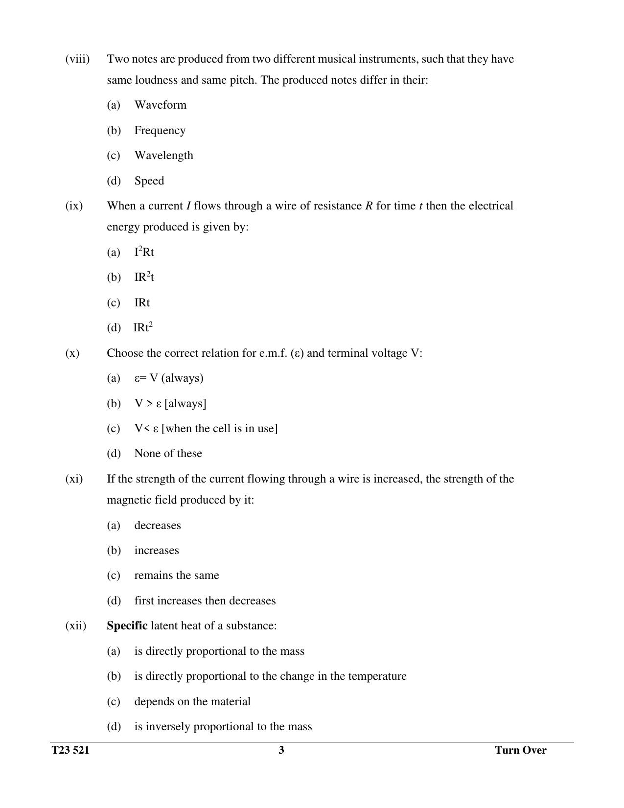 ICSE Class 10 PHYSICS (SCIENCE PAPER 1) 2023 Question Paper - Page 3