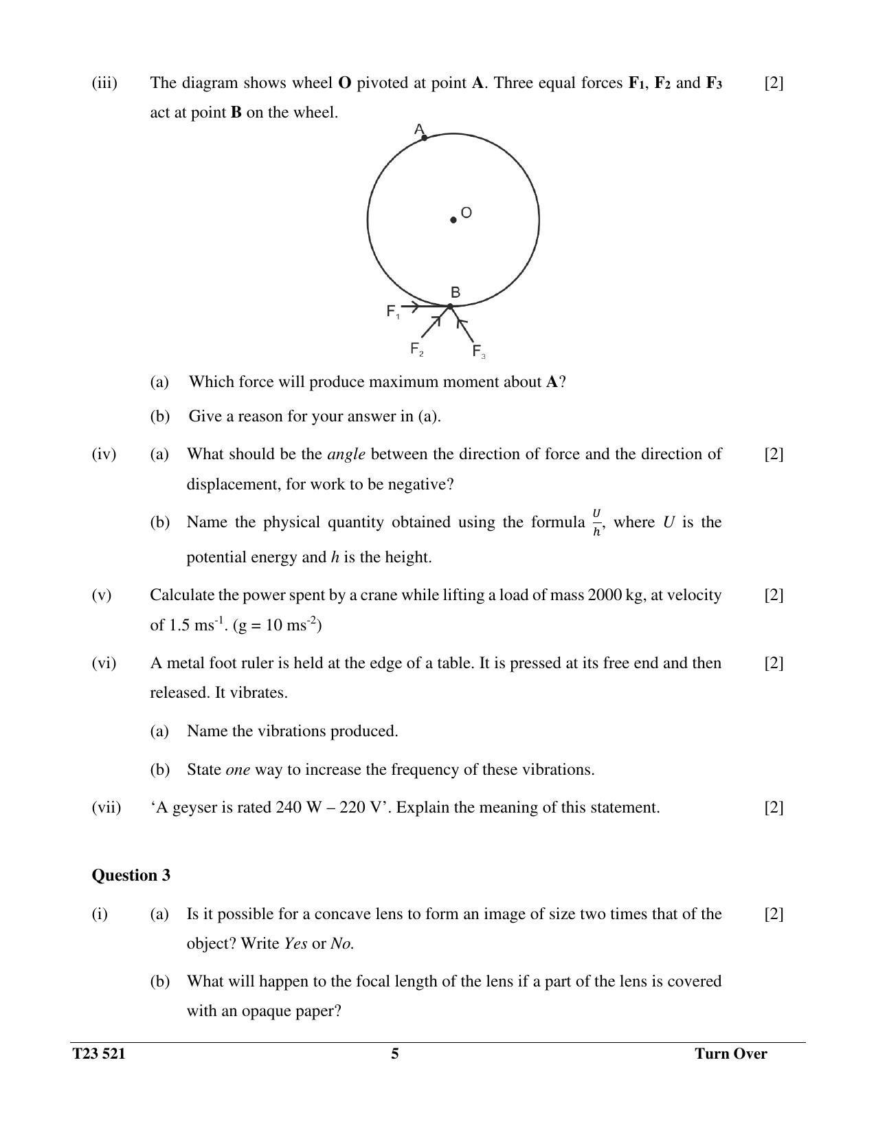 ICSE Class 10 PHYSICS (SCIENCE PAPER 1) 2023 Question Paper - Page 5