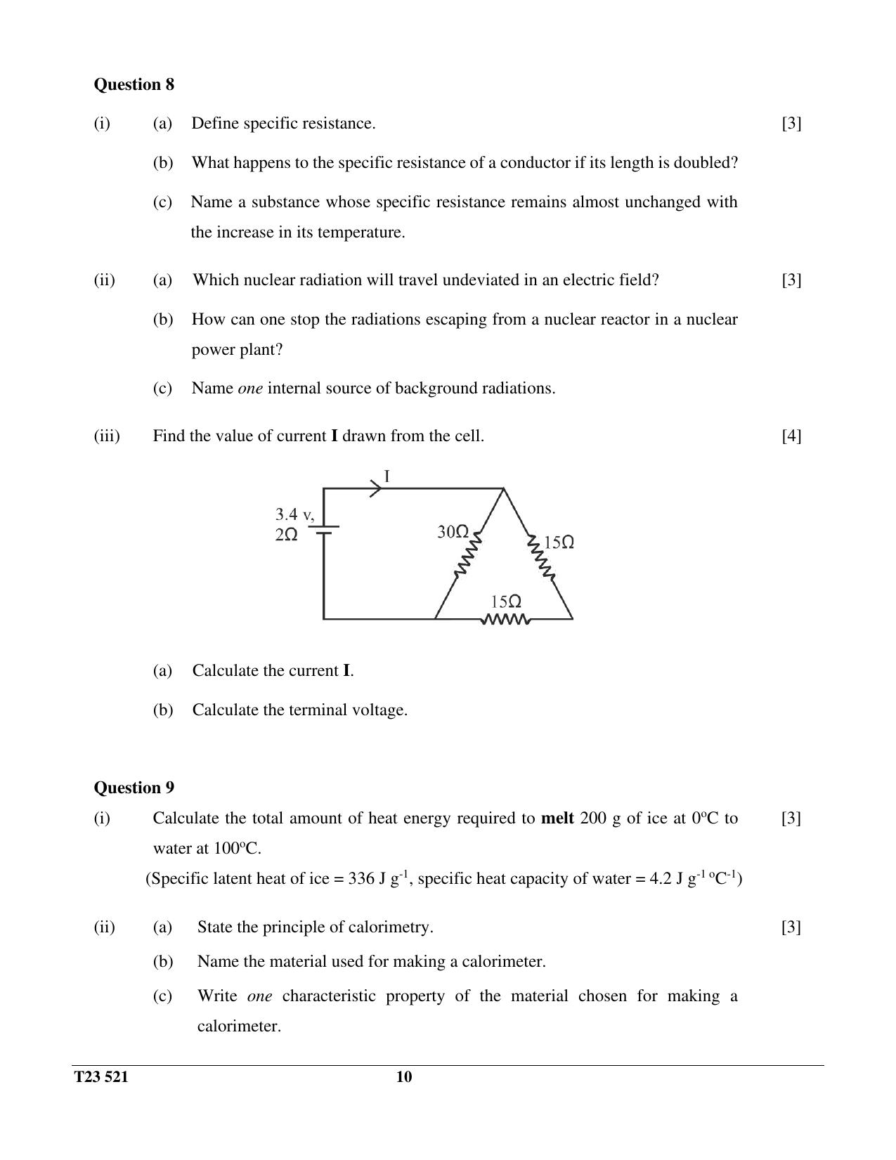 ICSE Class 10 PHYSICS (SCIENCE PAPER 1) 2023 Question Paper - Page 10