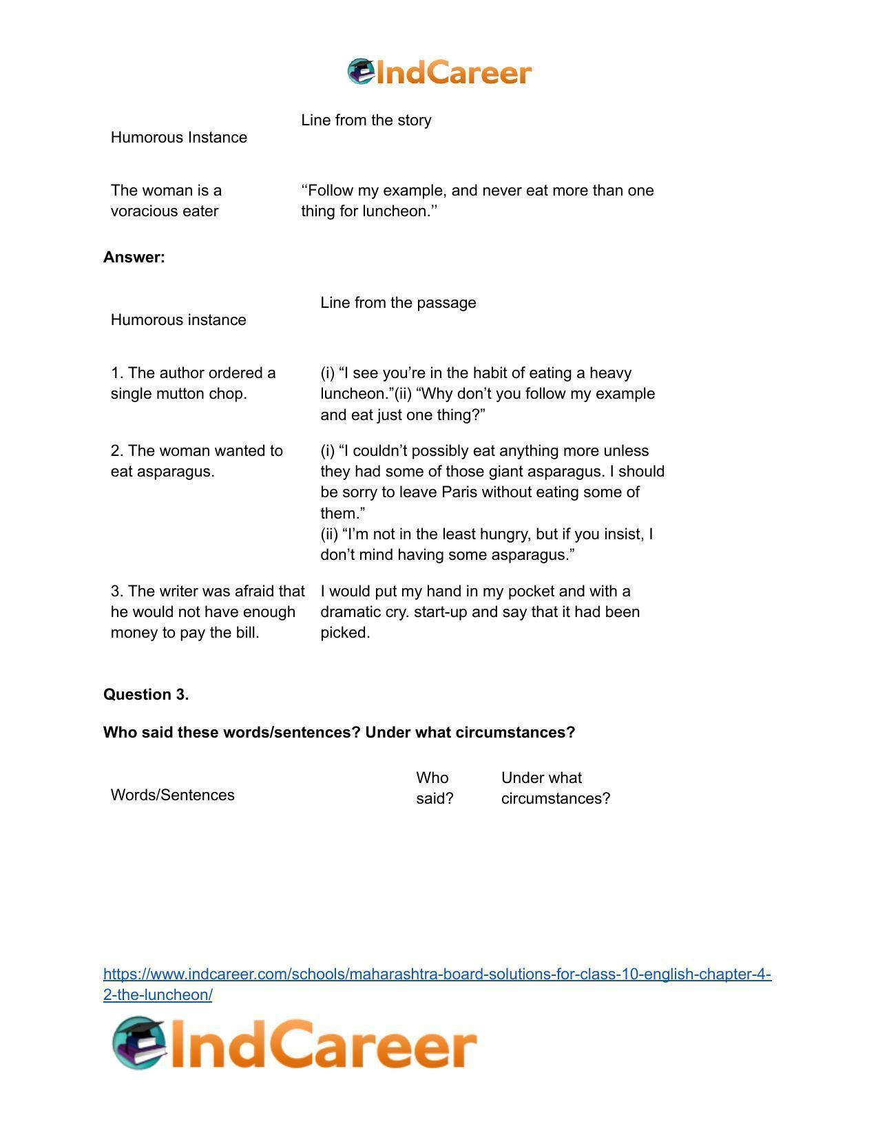 Maharashtra Board Solutions for Class 10- English: Chapter 4.2- The Luncheon - Page 5
