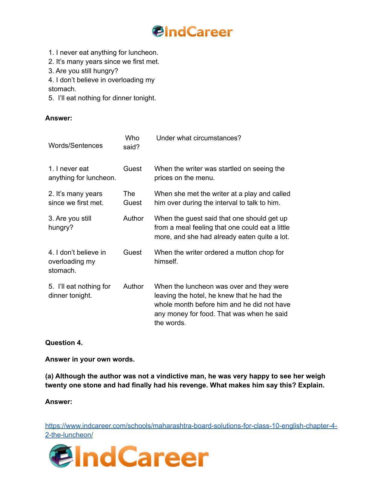 Maharashtra Board Solutions for Class 10- English: Chapter 4.2- The Luncheon - Page 6