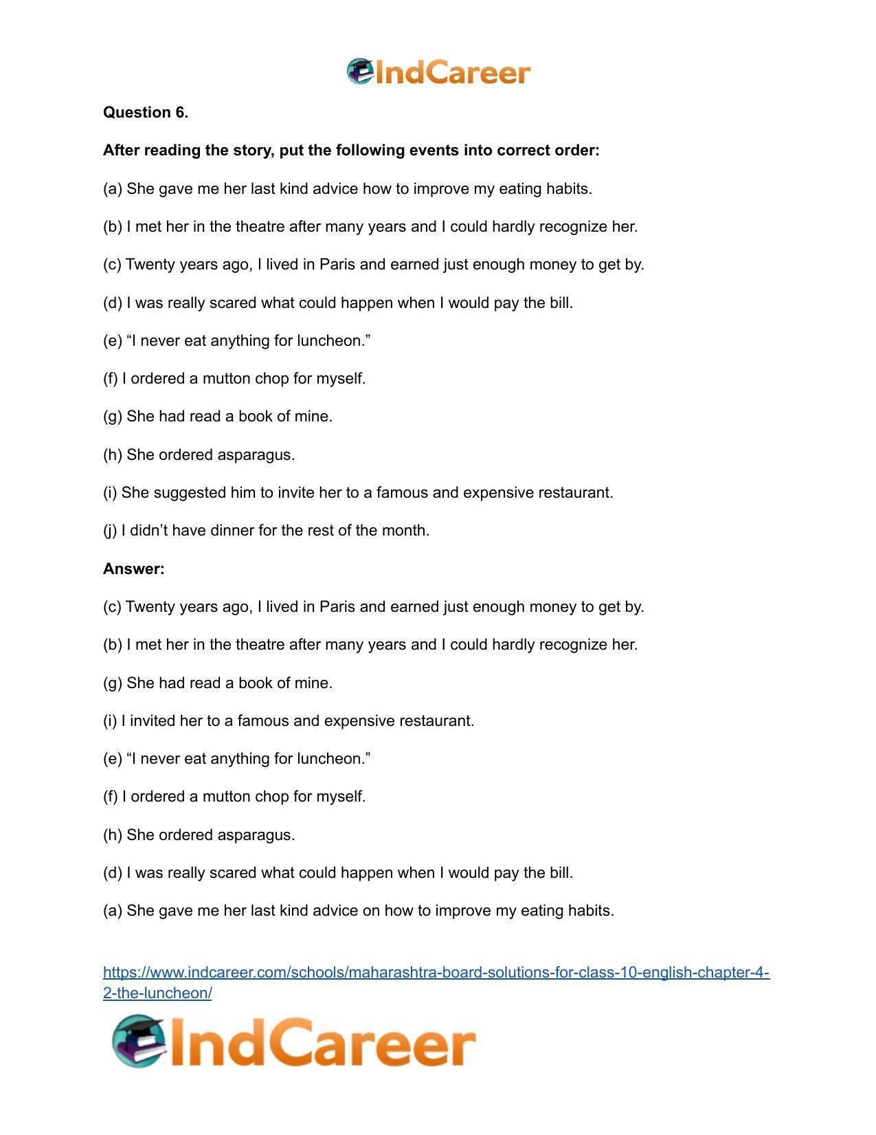 Maharashtra Board Solutions for Class 10- English: Chapter 4.2- The Luncheon - Page 9