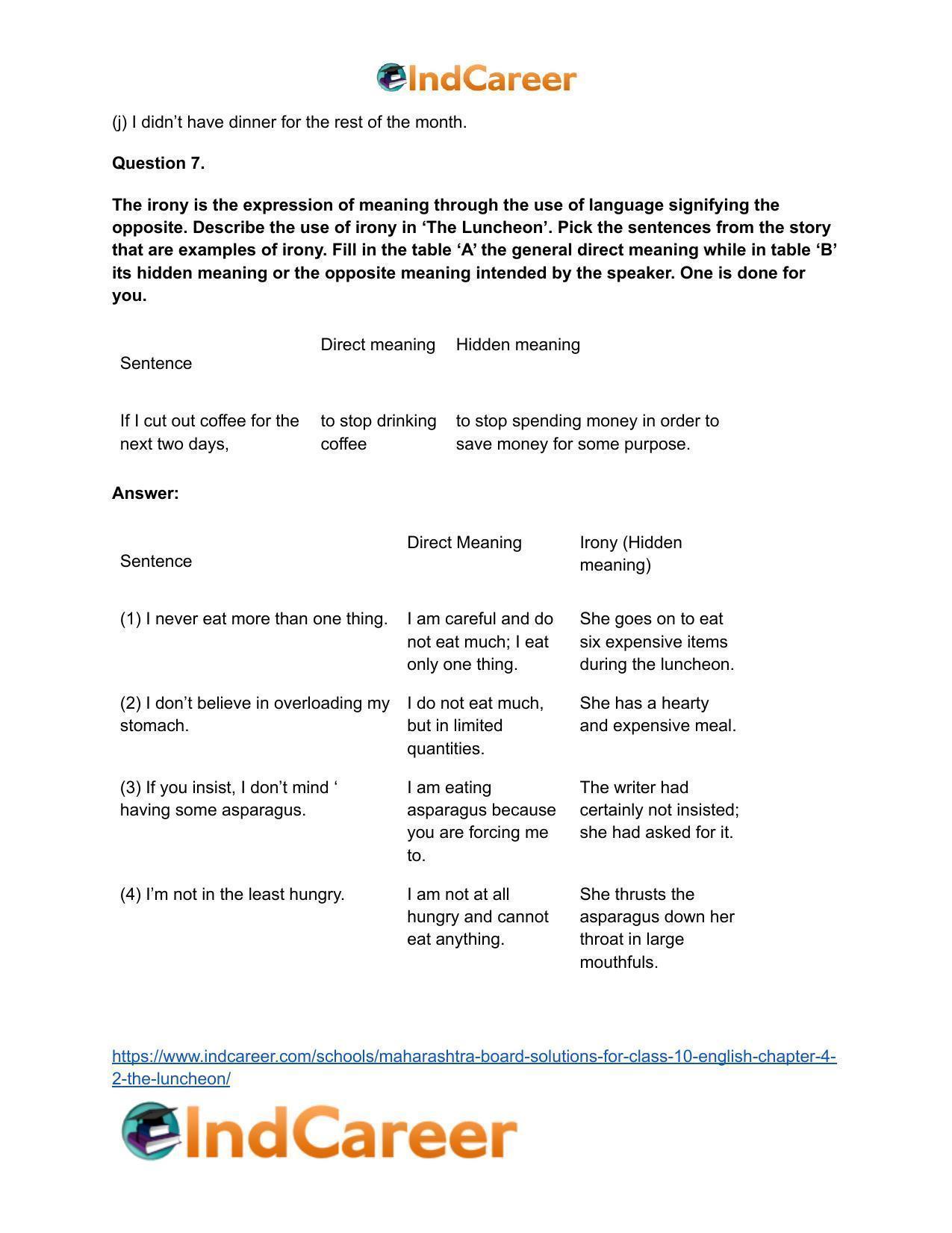 Maharashtra Board Solutions for Class 10- English: Chapter 4.2- The Luncheon - Page 10