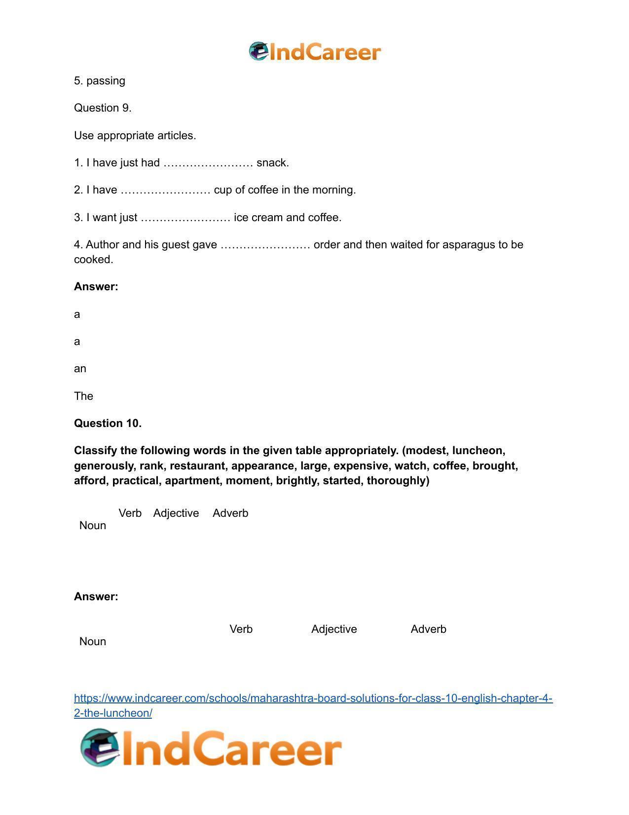 Maharashtra Board Solutions for Class 10- English: Chapter 4.2- The Luncheon - Page 12