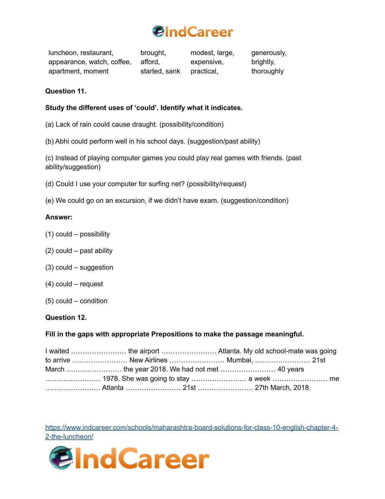 Maharashtra Board Solutions for Class 10- English: Chapter 4.2- The Luncheon - Page 13