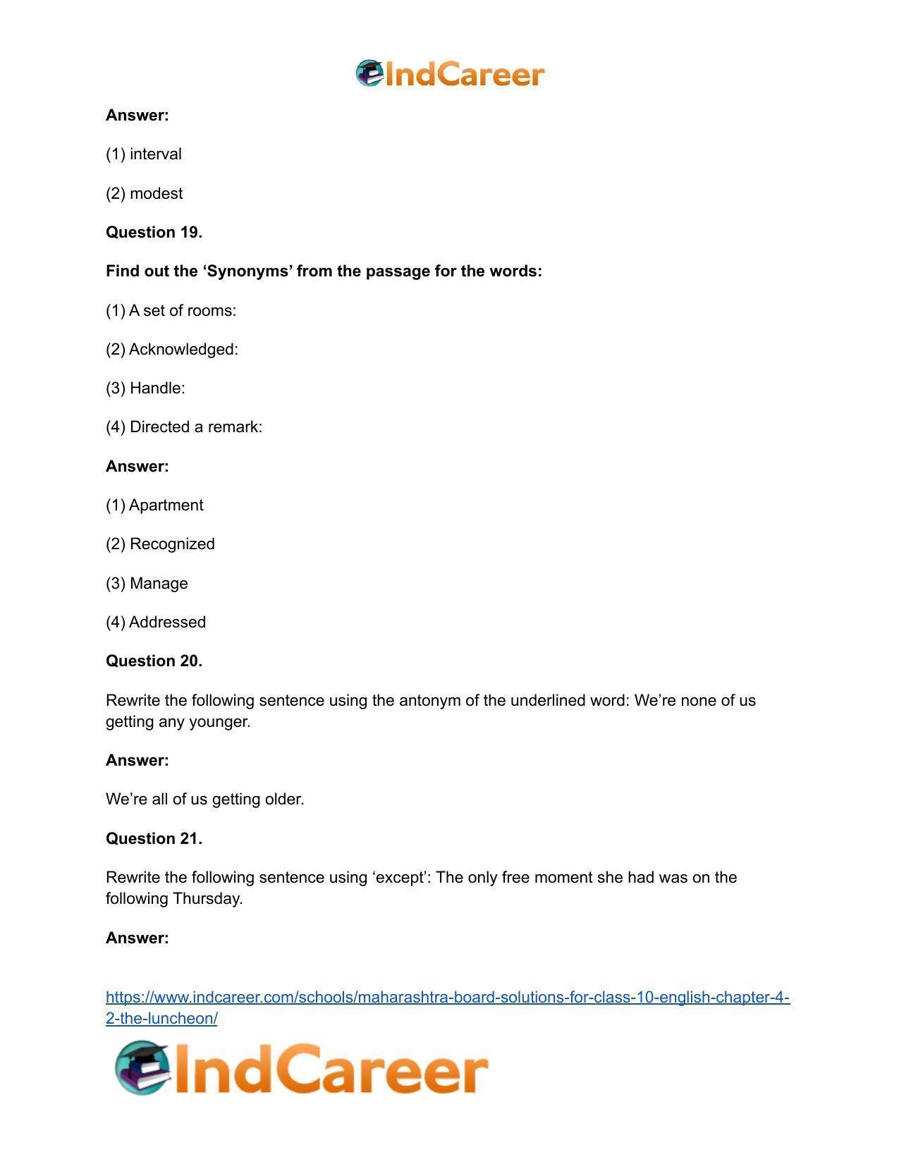 Maharashtra Board Solutions for Class 10- English: Chapter 4.2- The Luncheon - Page 17