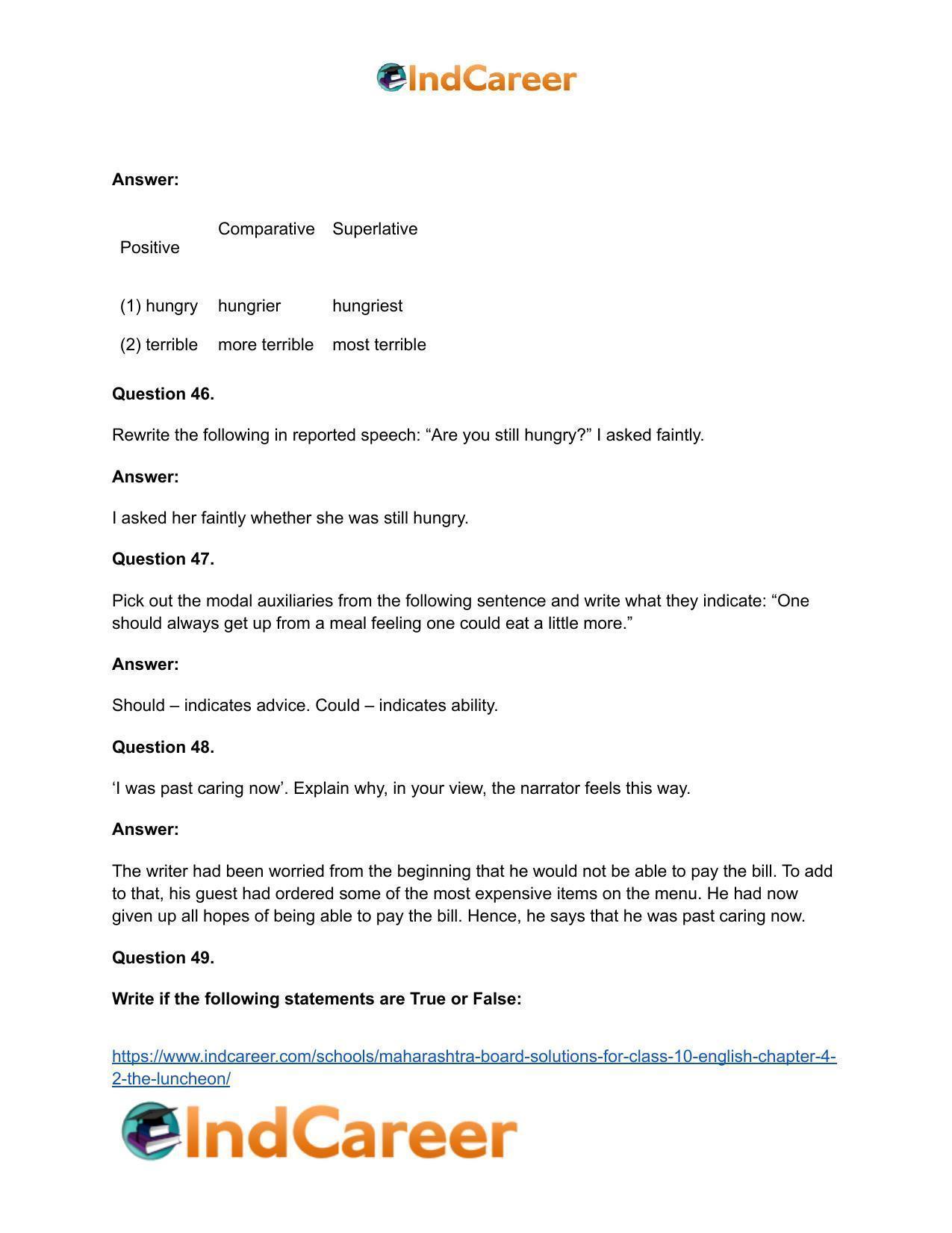 Maharashtra Board Solutions for Class 10- English: Chapter 4.2- The Luncheon - Page 25