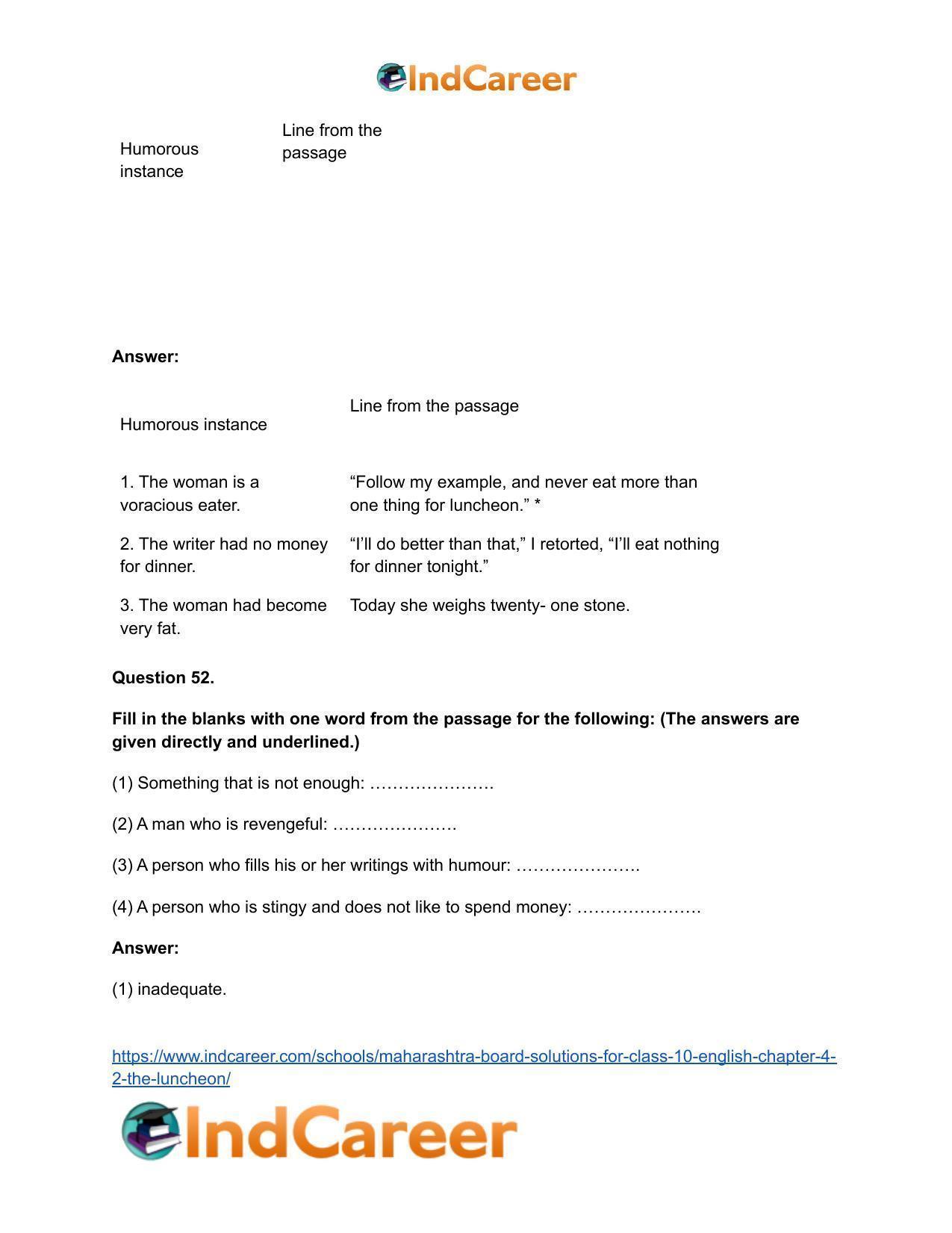 Maharashtra Board Solutions for Class 10- English: Chapter 4.2- The Luncheon - Page 27
