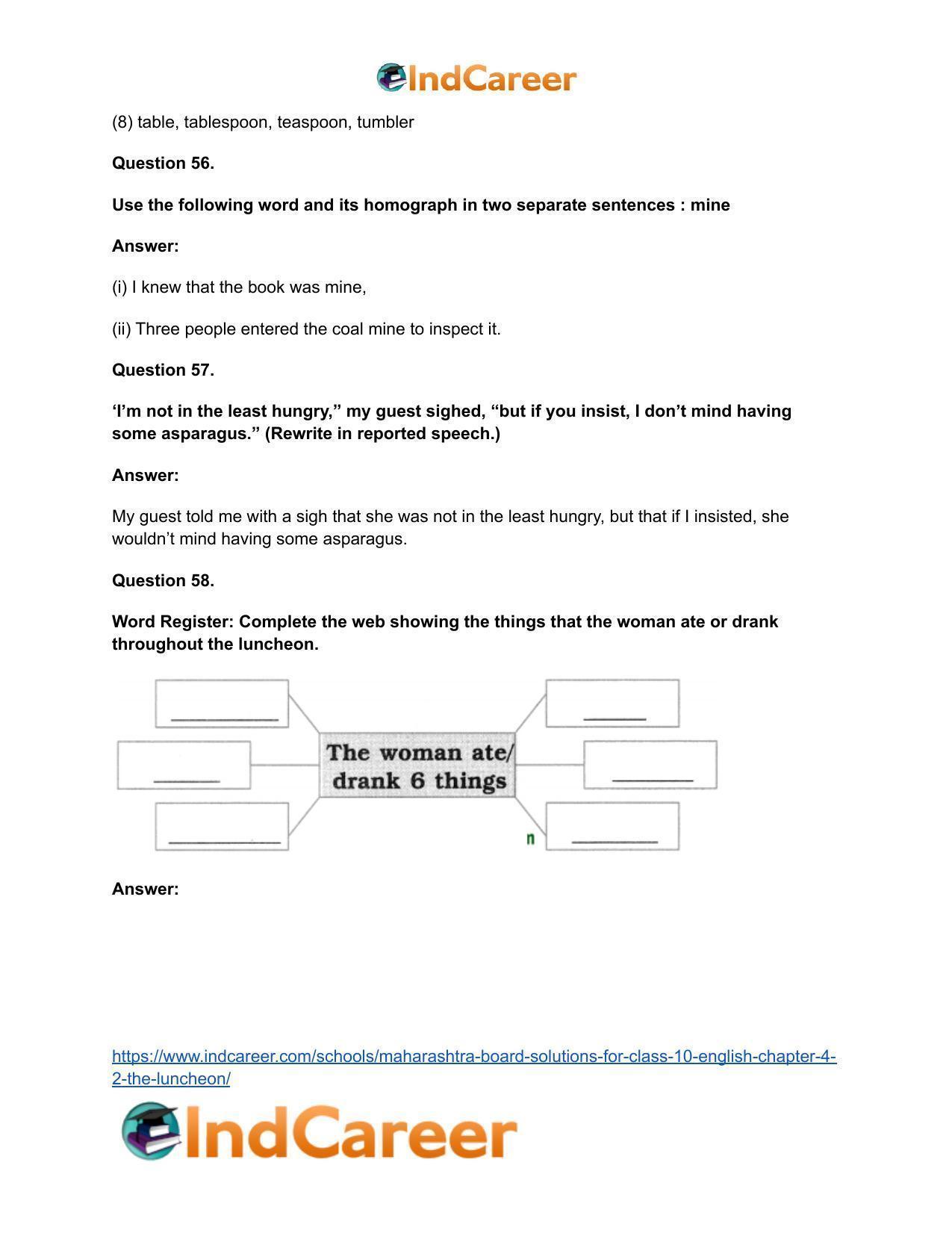 Maharashtra Board Solutions for Class 10- English: Chapter 4.2- The Luncheon - Page 30