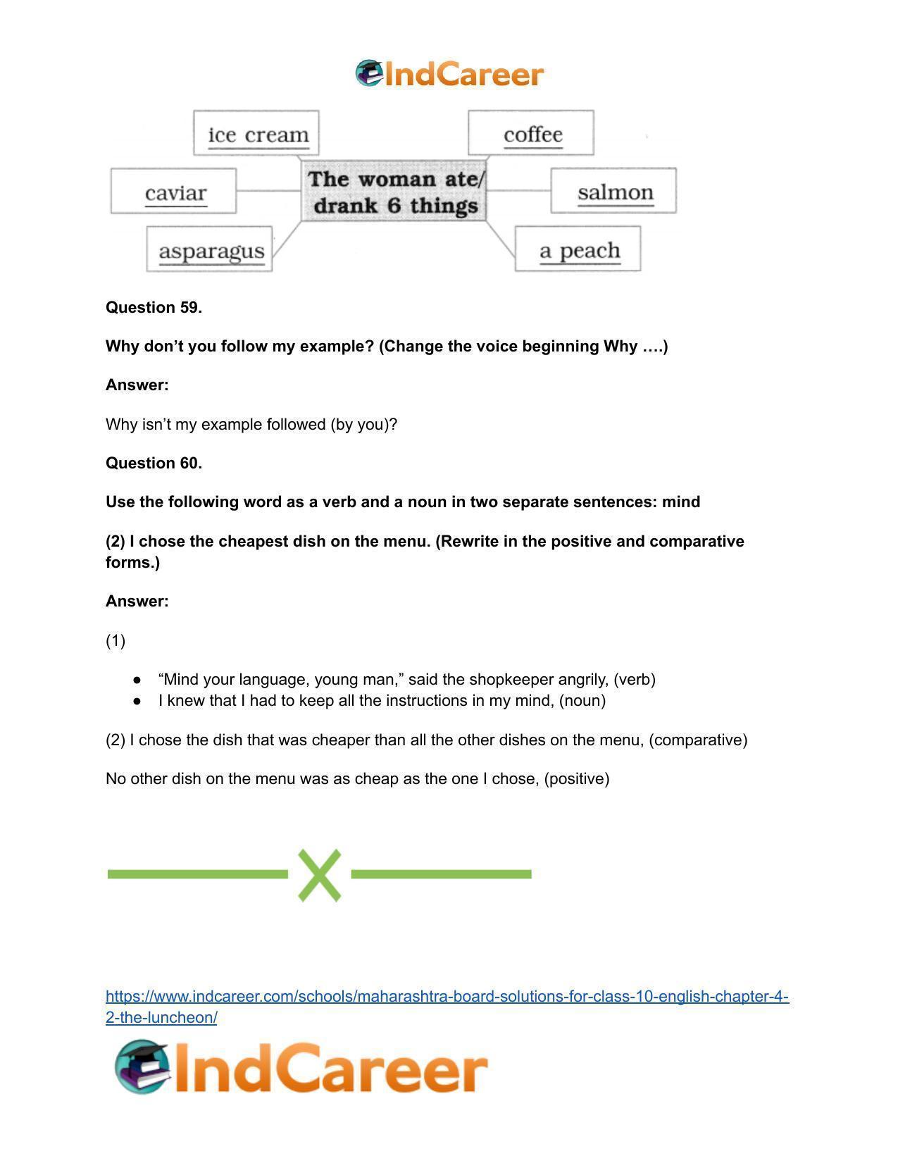 Maharashtra Board Solutions for Class 10- English: Chapter 4.2- The Luncheon - Page 31