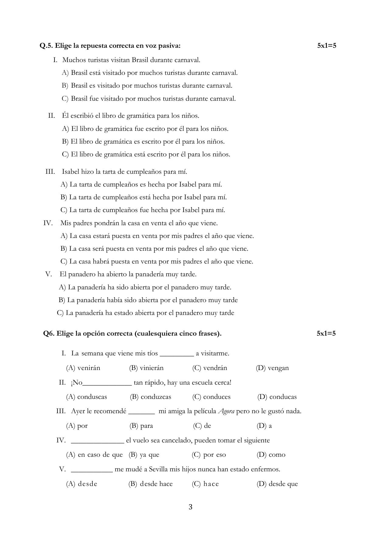 CBSE Class 12 Spanish Sample Question Paper 2024-25 - Page 3