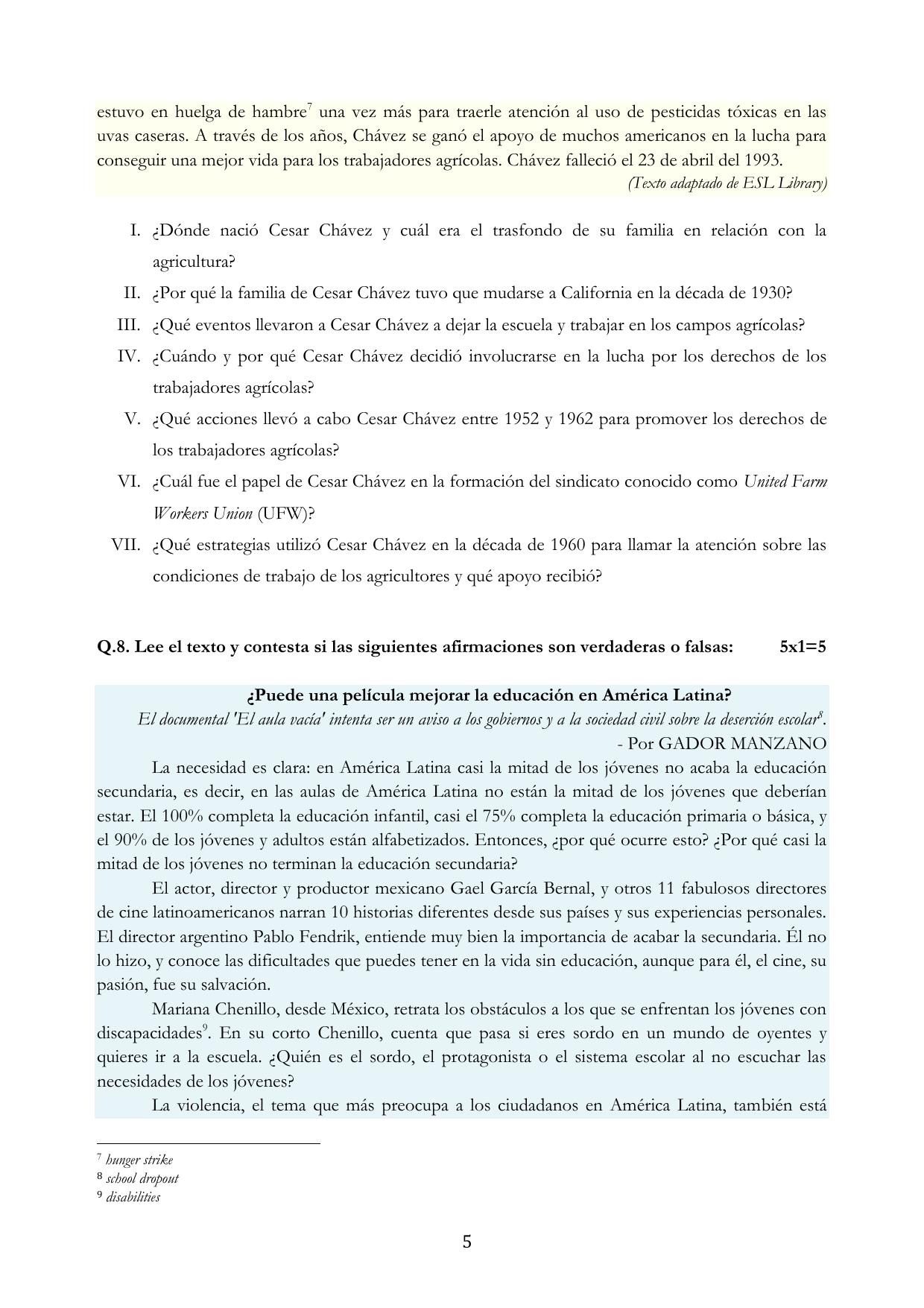 CBSE Class 12 Spanish Sample Question Paper 2024-25 - Page 5