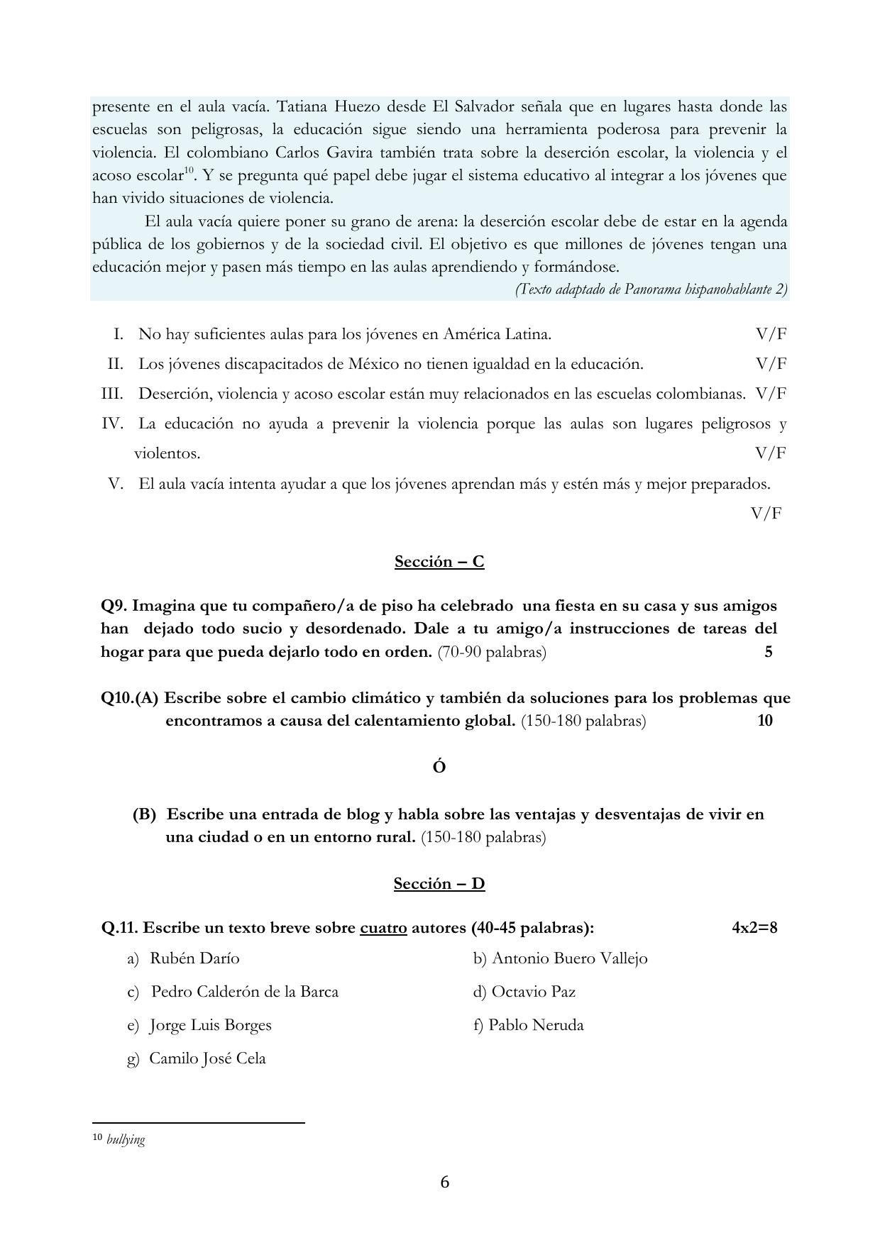 CBSE Class 12 Spanish Sample Question Paper 2024-25 - Page 6