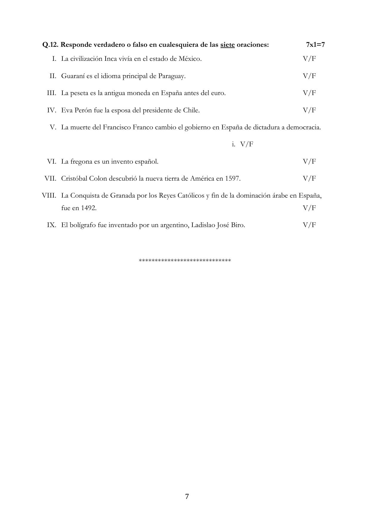 CBSE Class 12 Spanish Sample Question Paper 2024-25 - Page 7