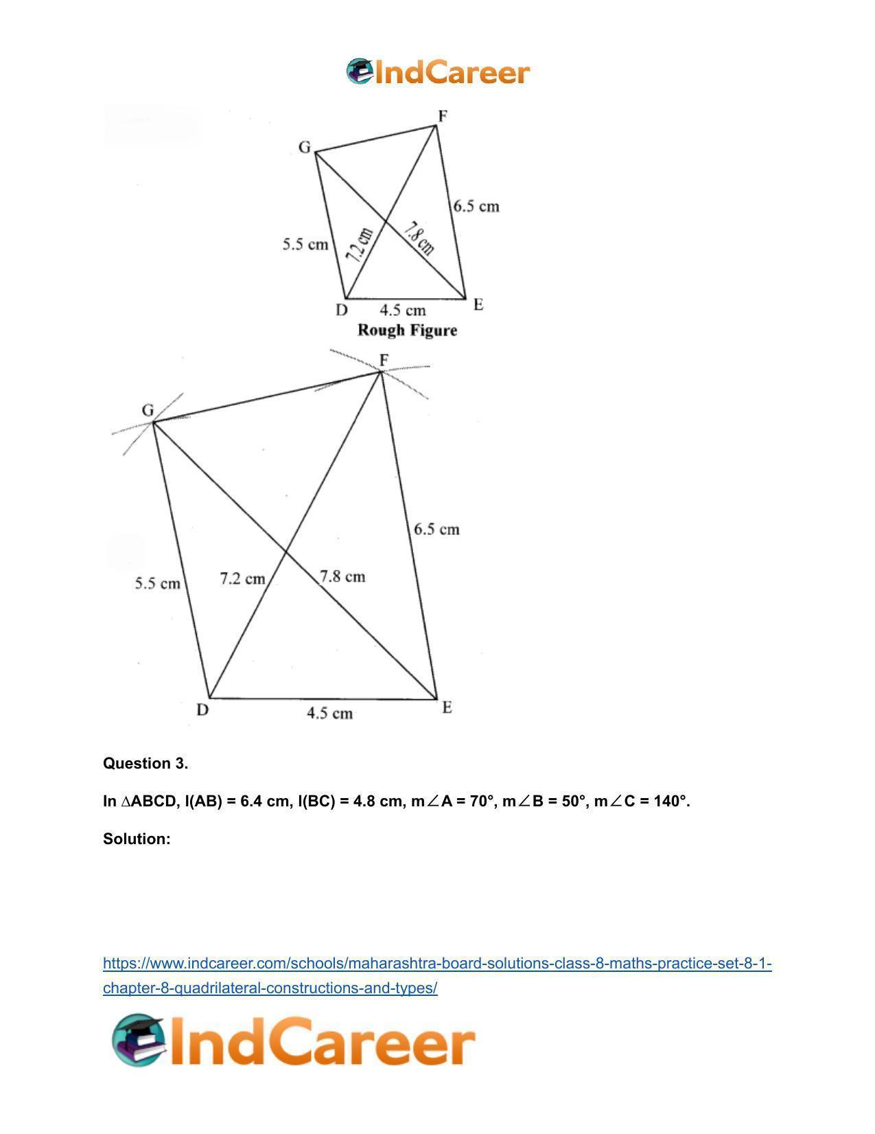 Maharashtra Board Solutions Class 8-Maths (Practice Set 8.1): Chapter 8- Quadrilateral: Constructions and Types - Page 4