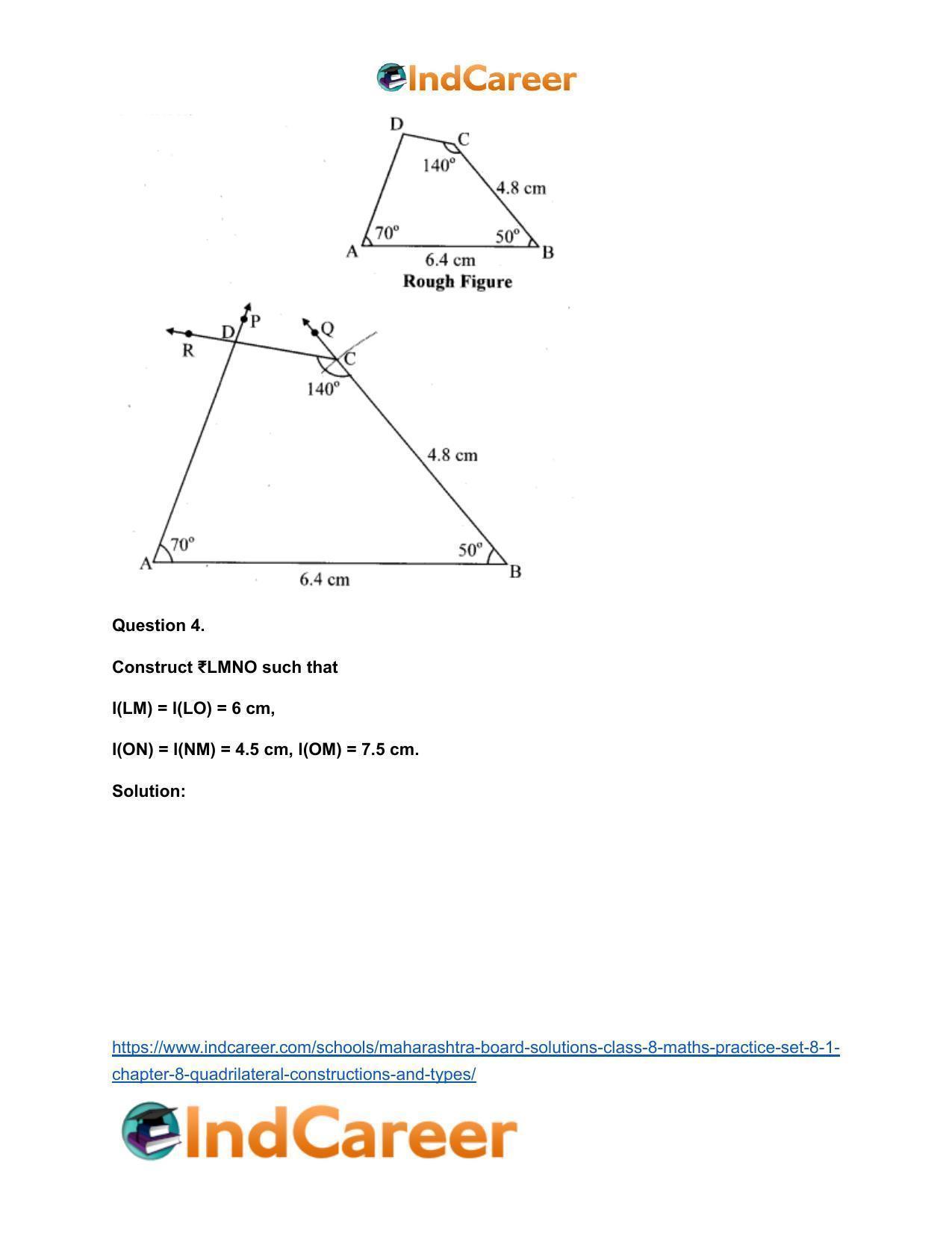 Maharashtra Board Solutions Class 8-Maths (Practice Set 8.1): Chapter 8- Quadrilateral: Constructions and Types - Page 5