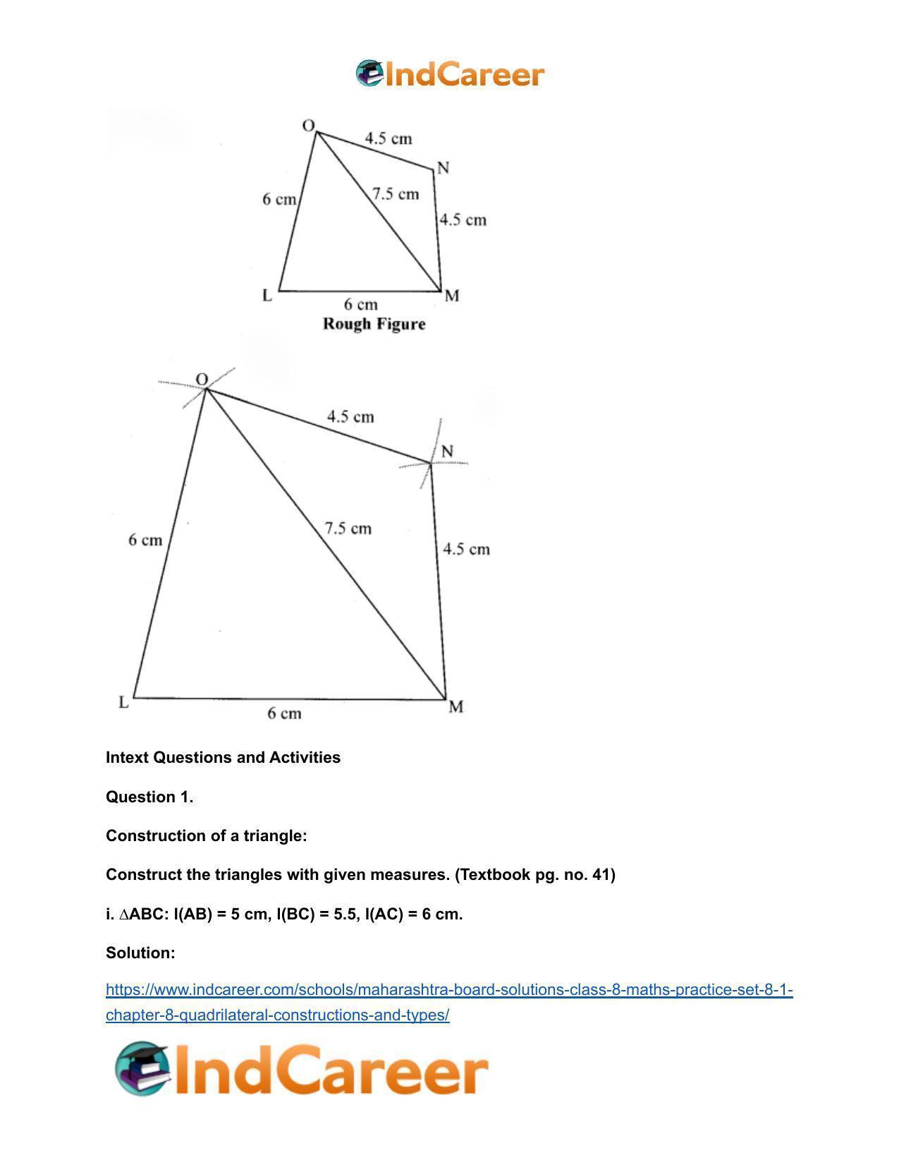 Maharashtra Board Solutions Class 8-Maths (Practice Set 8.1): Chapter 8- Quadrilateral: Constructions and Types - Page 6