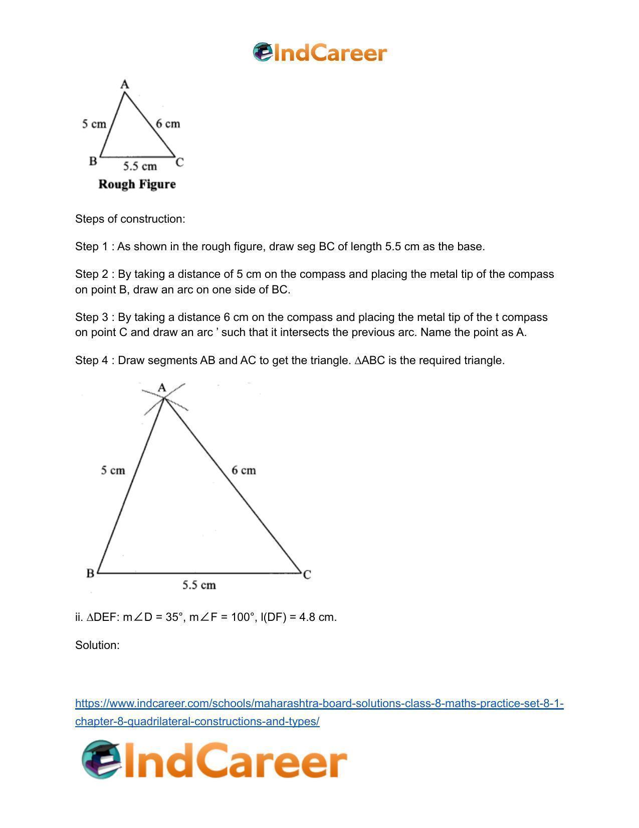 Maharashtra Board Solutions Class 8-Maths (Practice Set 8.1): Chapter 8- Quadrilateral: Constructions and Types - Page 7