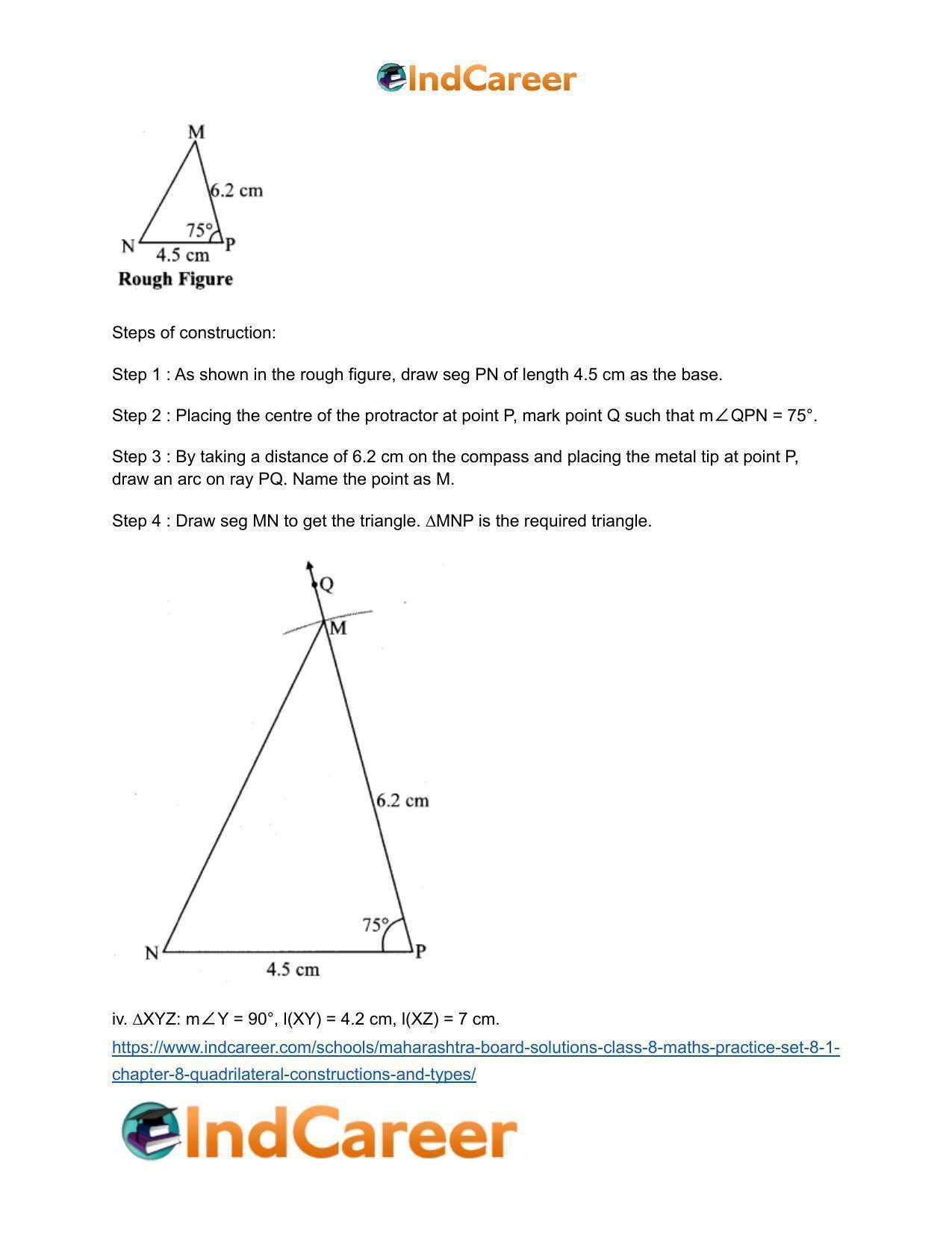 Maharashtra Board Solutions Class 8-Maths (Practice Set 8.1): Chapter 8- Quadrilateral: Constructions and Types - Page 9