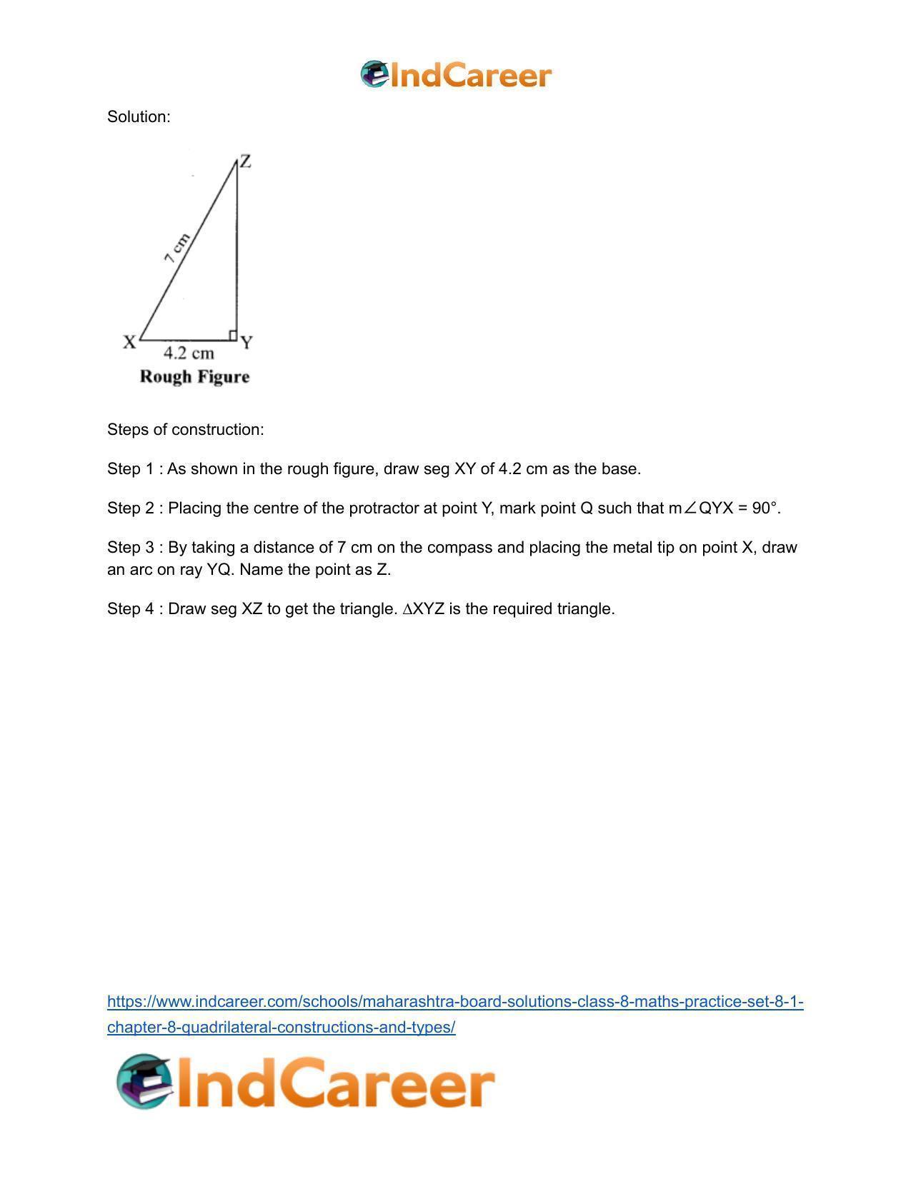 Maharashtra Board Solutions Class 8-Maths (Practice Set 8.1): Chapter 8- Quadrilateral: Constructions and Types - Page 10