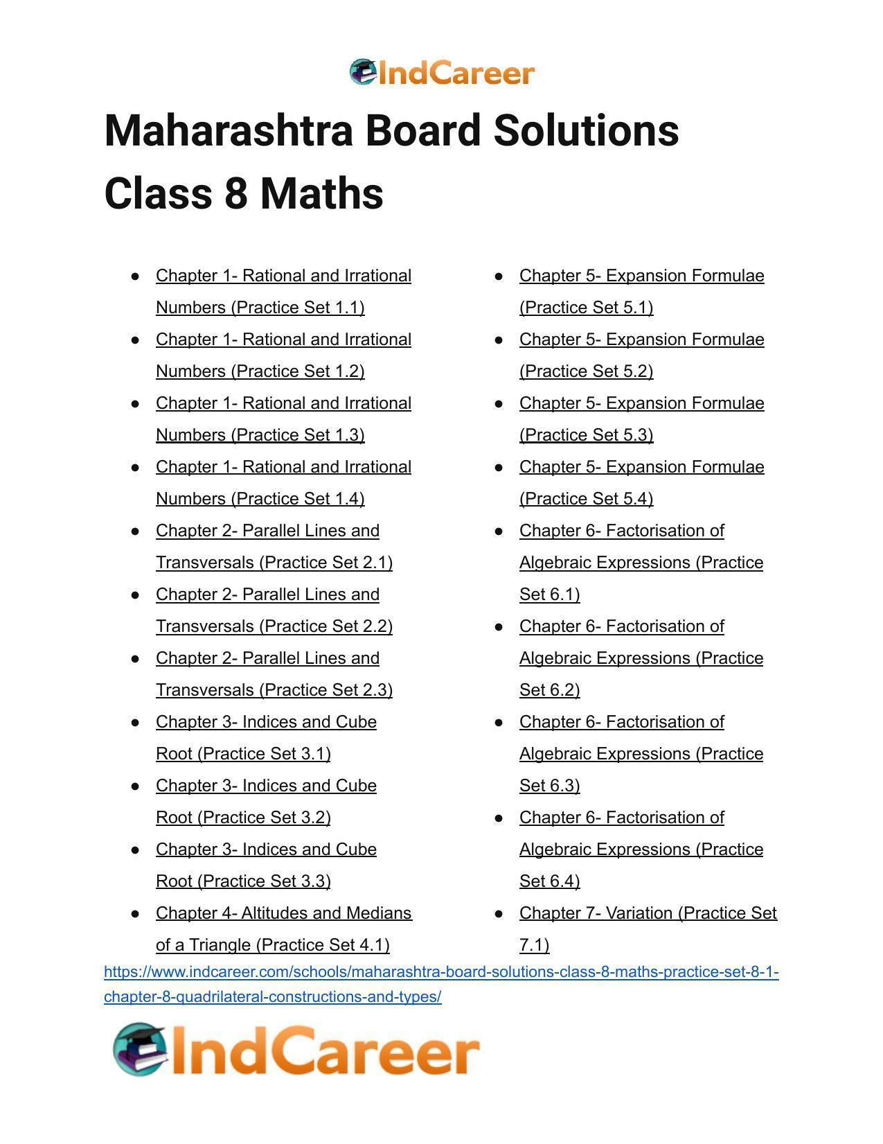 Maharashtra Board Solutions Class 8-Maths (Practice Set 8.1): Chapter 8- Quadrilateral: Constructions and Types - Page 12