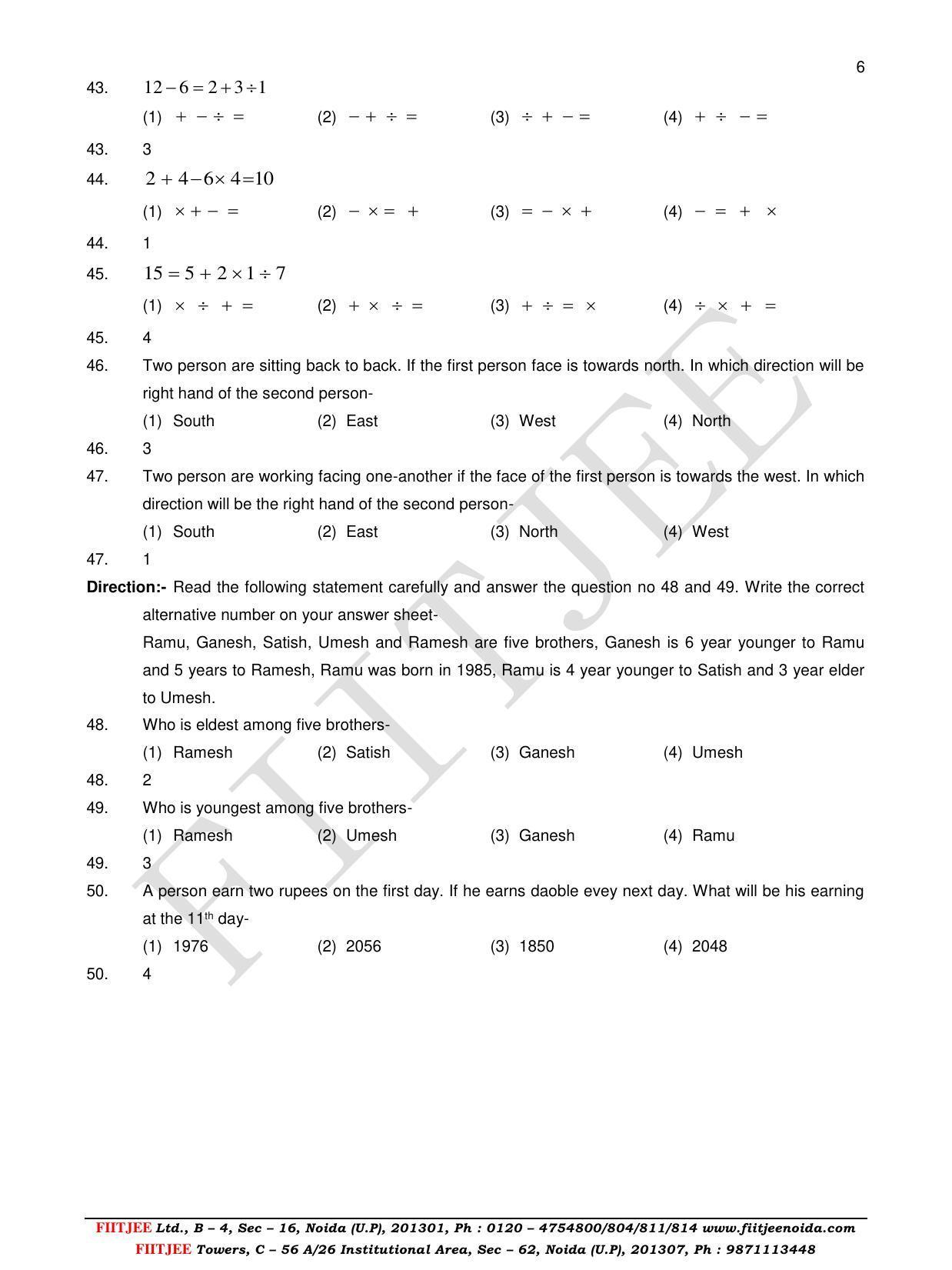 Uttar Pradesh NTSE 2017 MAT Question Papers - Page 6