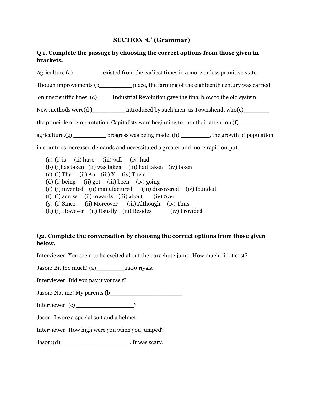 CBSE Worksheets for Class 9 English Assignment 19 - Page 1