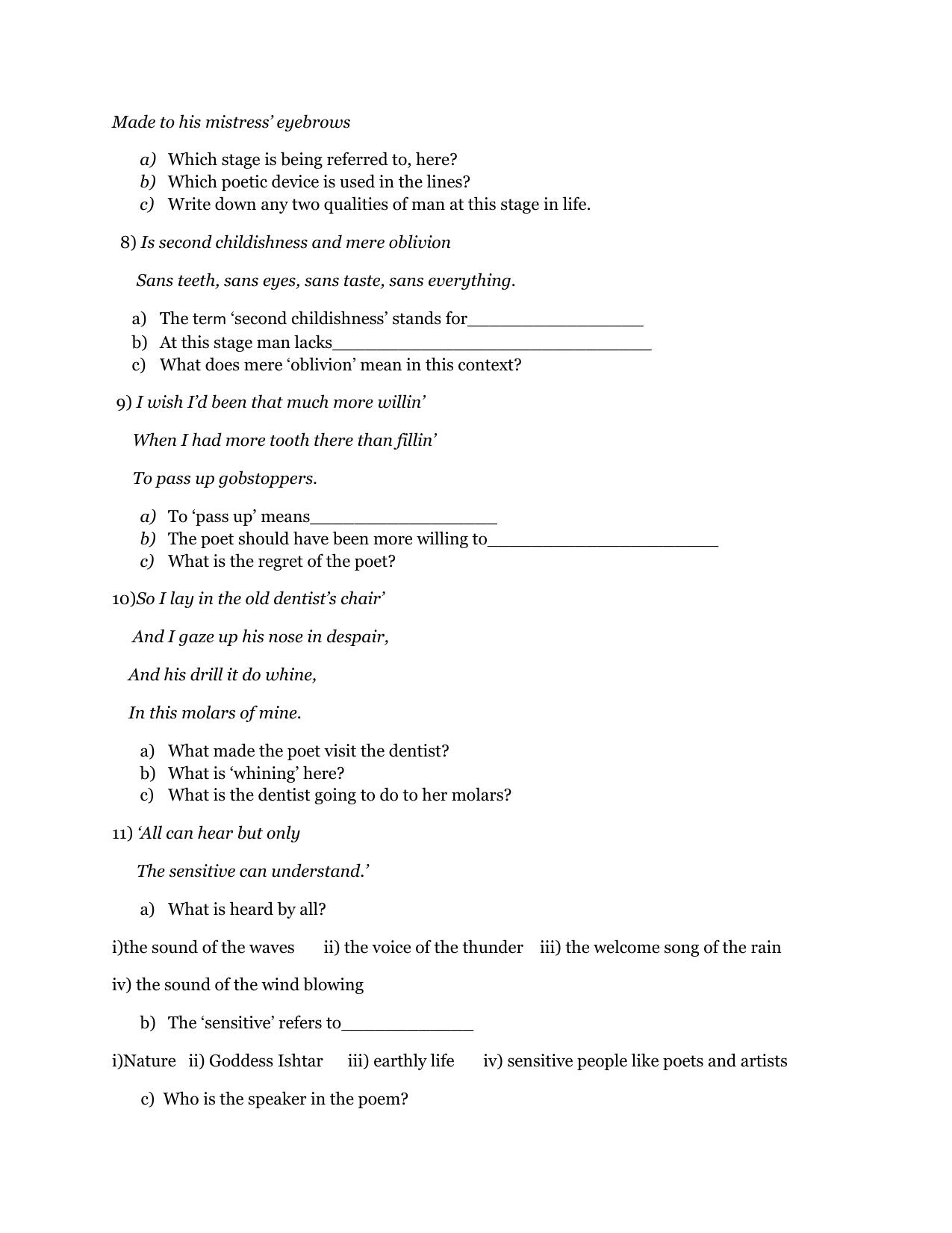CBSE Worksheets for Class 9 English Assignment 19 - Page 8