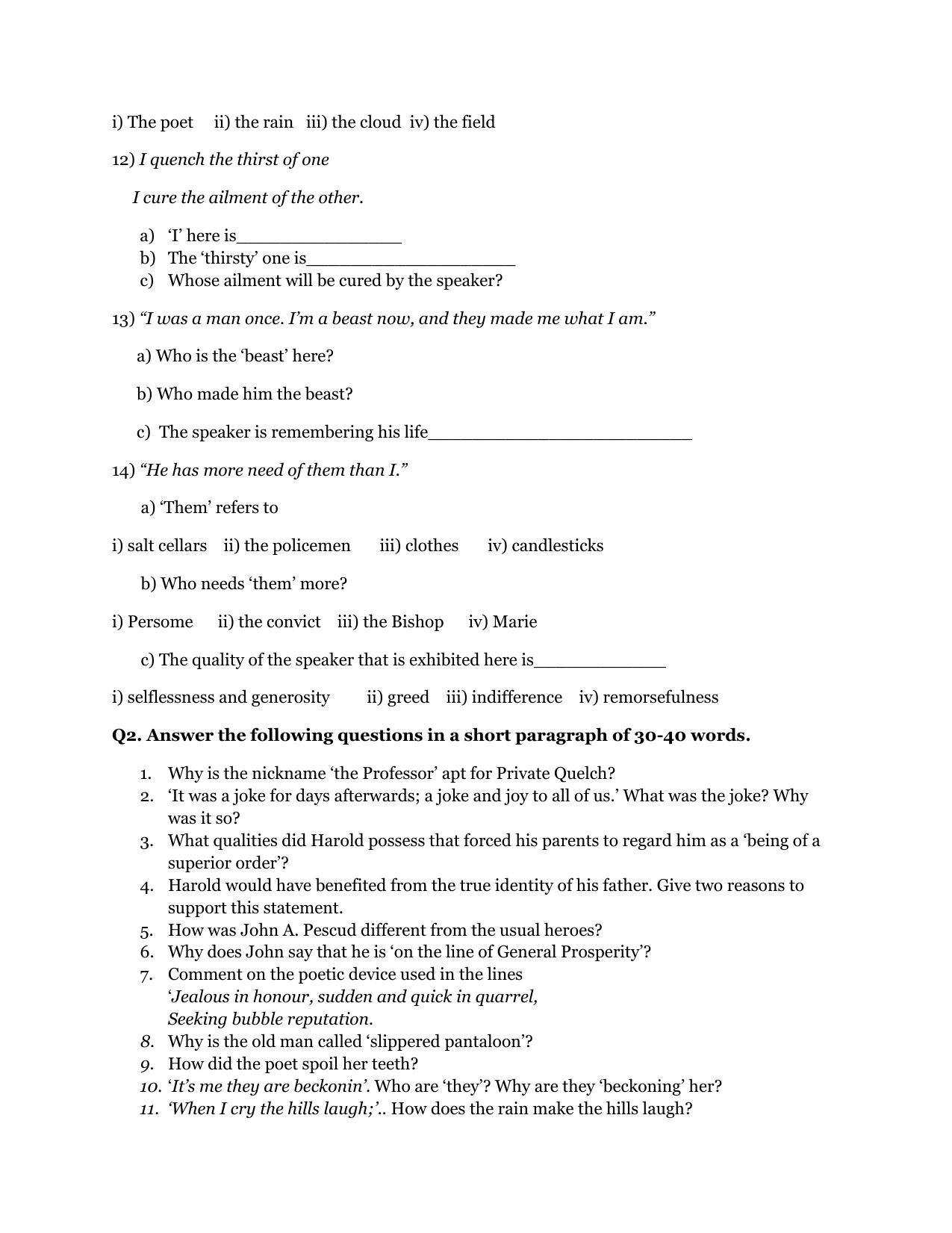 CBSE Worksheets for Class 9 English Assignment 19 - Page 9