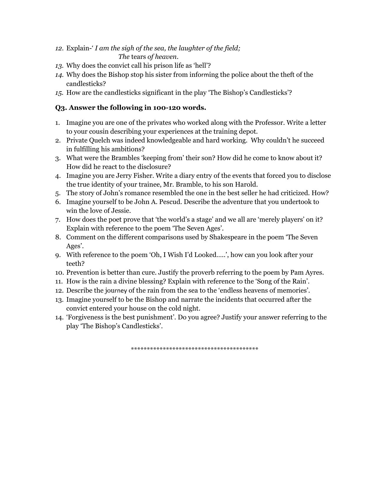 CBSE Worksheets for Class 9 English Assignment 19 - Page 10