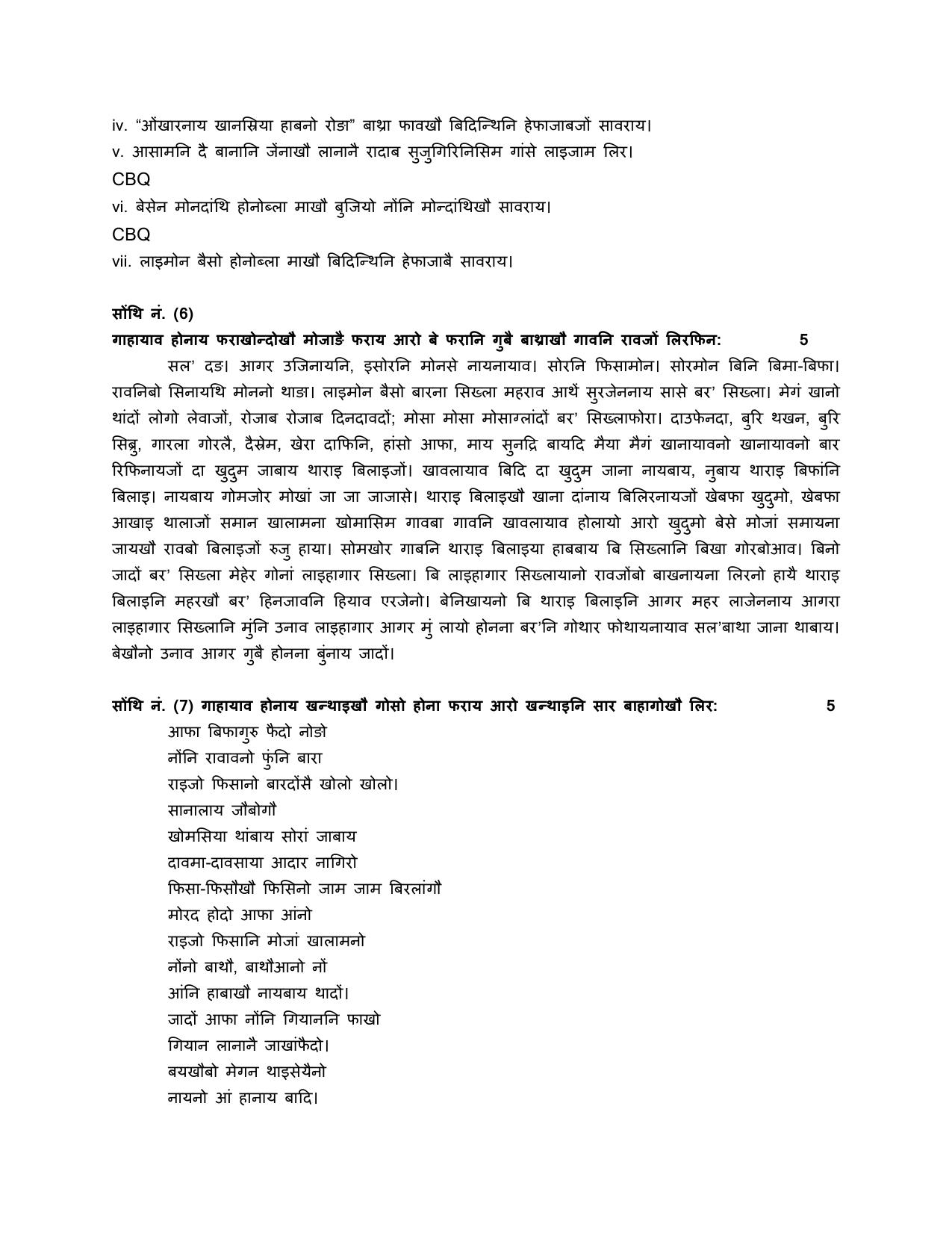 CBSE Class 12 Bodo Sample Question Paper 2024-25 - Page 6
